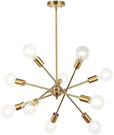 BONLICHT Modern Sputnik Chandelier Lighting 10 Lights with Adjustable Arms Mid Century Brushed Nickel Pendant Lighting for Kitchen Living Room Dining Room Foyer
