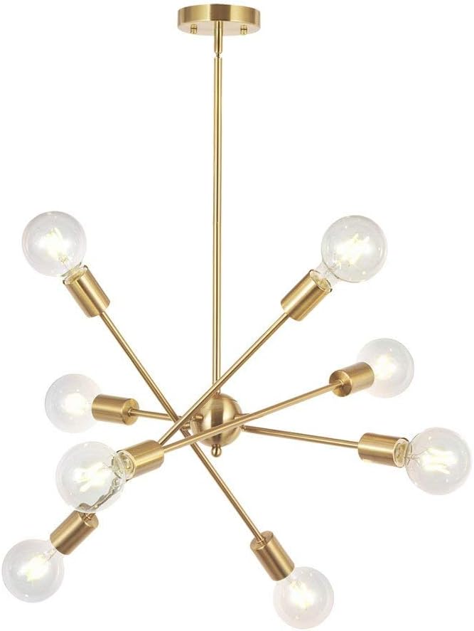 BONLICHT Modern Sputnik Chandelier Lighting 10 Lights with Adjustable Arms Mid Century Brushed Nickel Pendant Lighting for Kitchen Living Room Dining Room Foyer