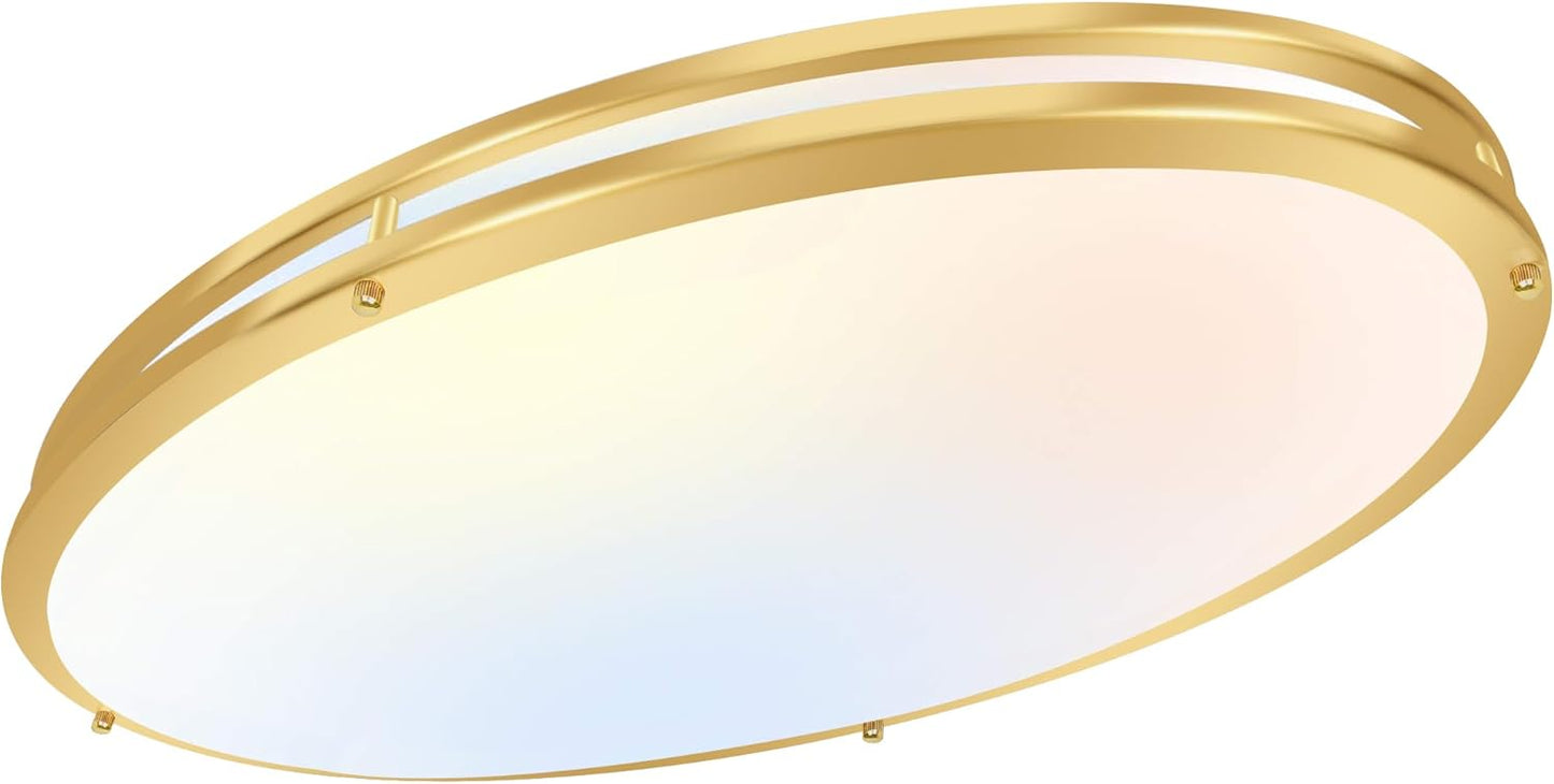 hykolity 32 Inch Oval LED Ceiling Light, 60W, 4000LM, 2700K/3000K/3500K/4000K/5000K Adjustable, Brush Nickel Finish Dimmable Flushmount Ceiling Light for Bedroom, Living Room