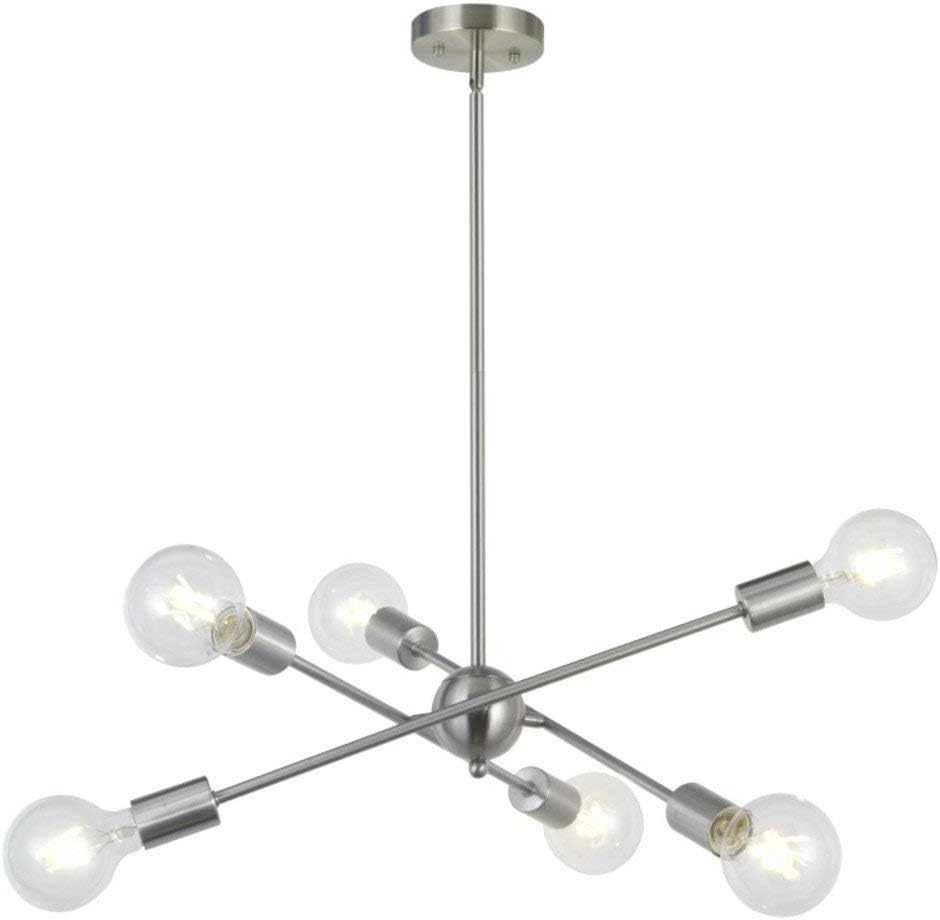 BONLICHT Modern Sputnik Chandelier Lighting 10 Lights with Adjustable Arms Mid Century Brushed Nickel Pendant Lighting for Kitchen Living Room Dining Room Foyer