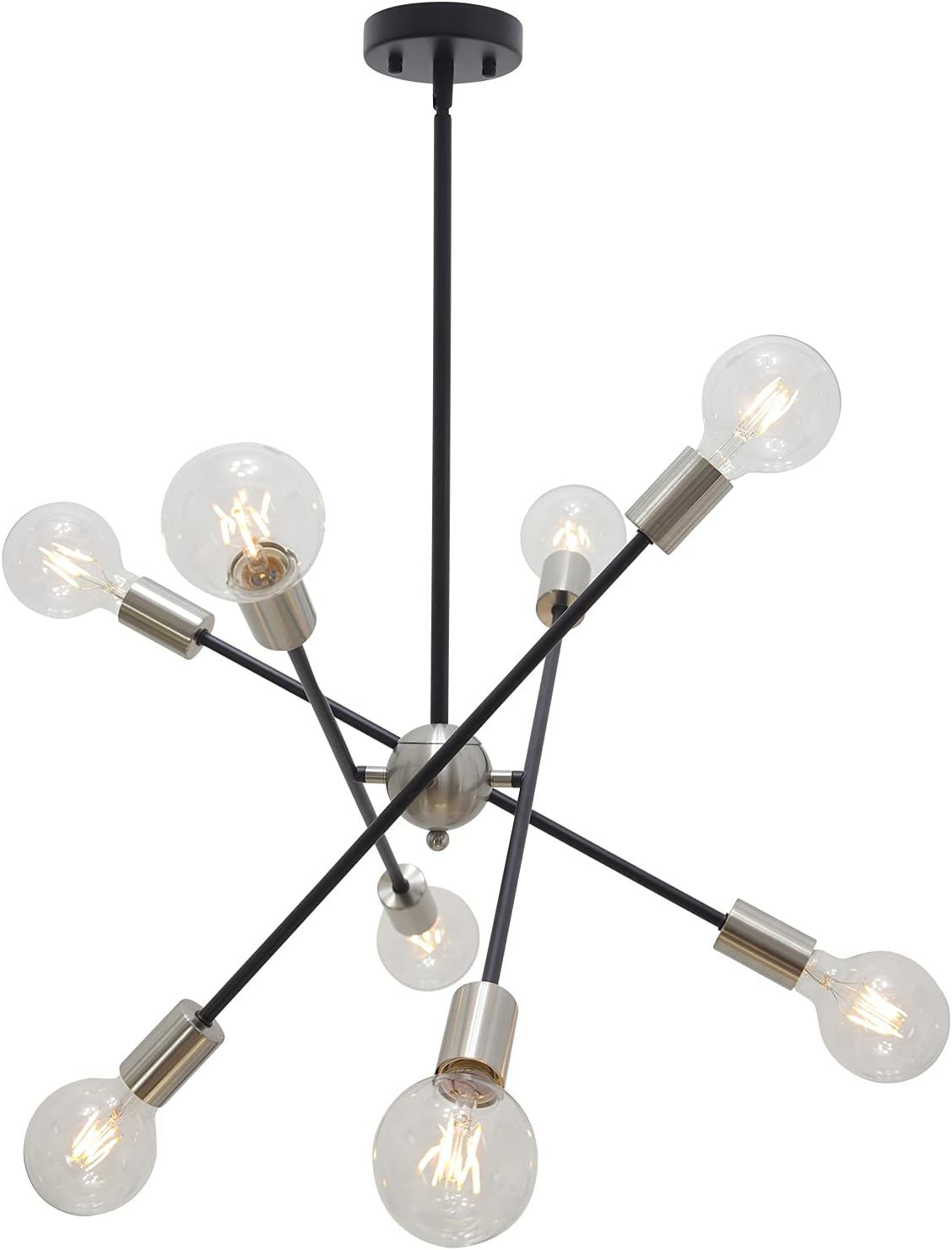 BONLICHT Modern Sputnik Chandelier Lighting 10 Lights with Adjustable Arms Mid Century Brushed Nickel Pendant Lighting for Kitchen Living Room Dining Room Foyer