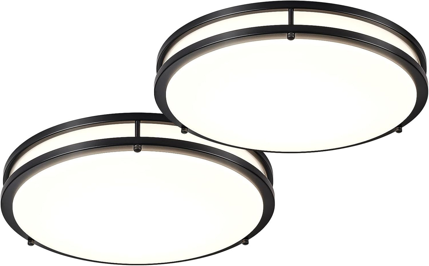 DLLT 65W Dimmable LED Flush Mount Ceiling Light with Remote, 32" Oval Brush Nickel Finish Close to Ceiling Light Fixture for Bedroom/Living Room/Kitchen Lighting, 3CCT Adjustable, Black