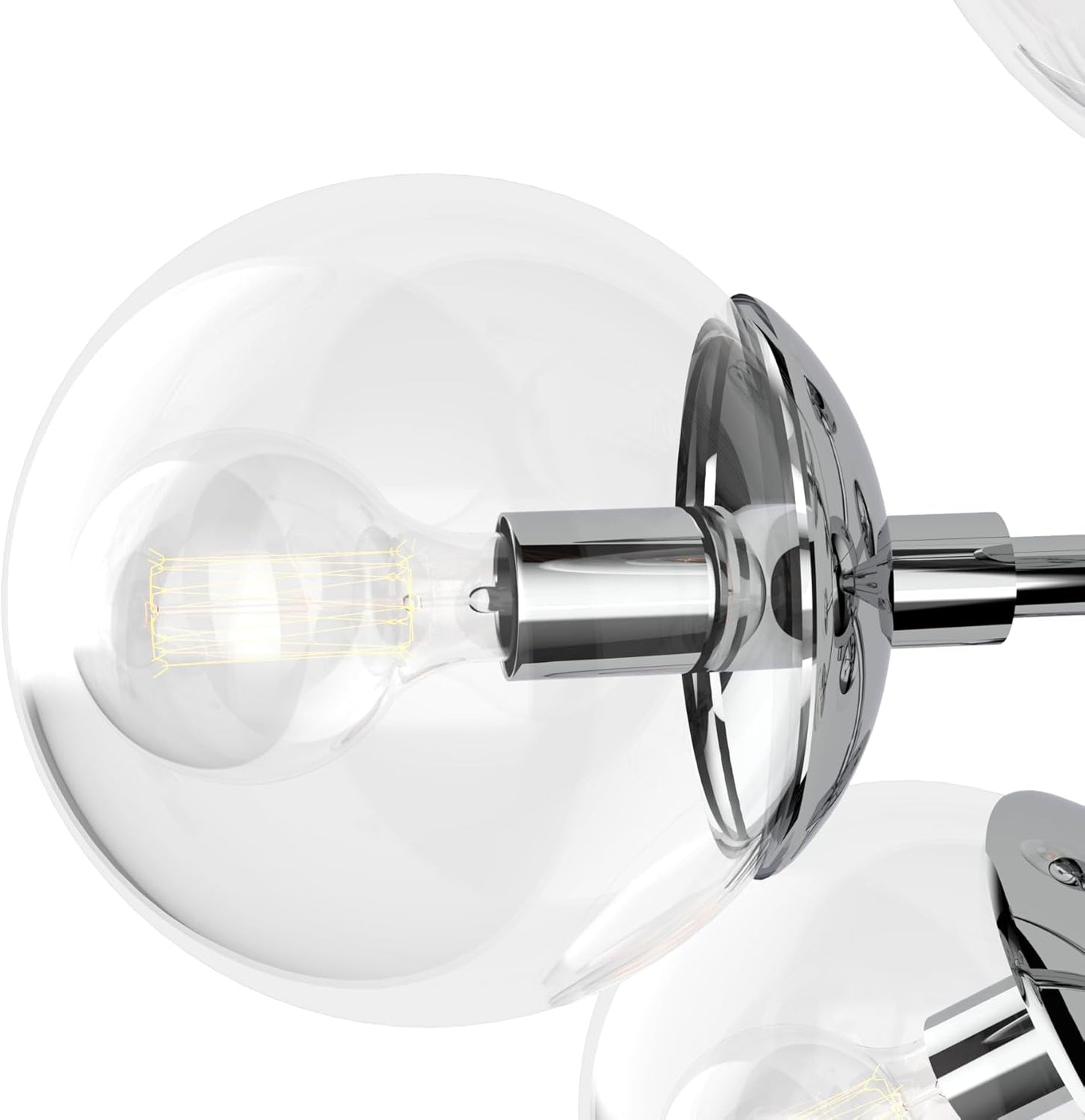 Styx Modern 9-Light Chandelier Ceiling Light Fixture Polished Chrome Clear Glass Shade Adjustable Height for Hallway, Entryway, Passway, Dining, Bedroom, Kitchen, Living Room, Bulbs Included