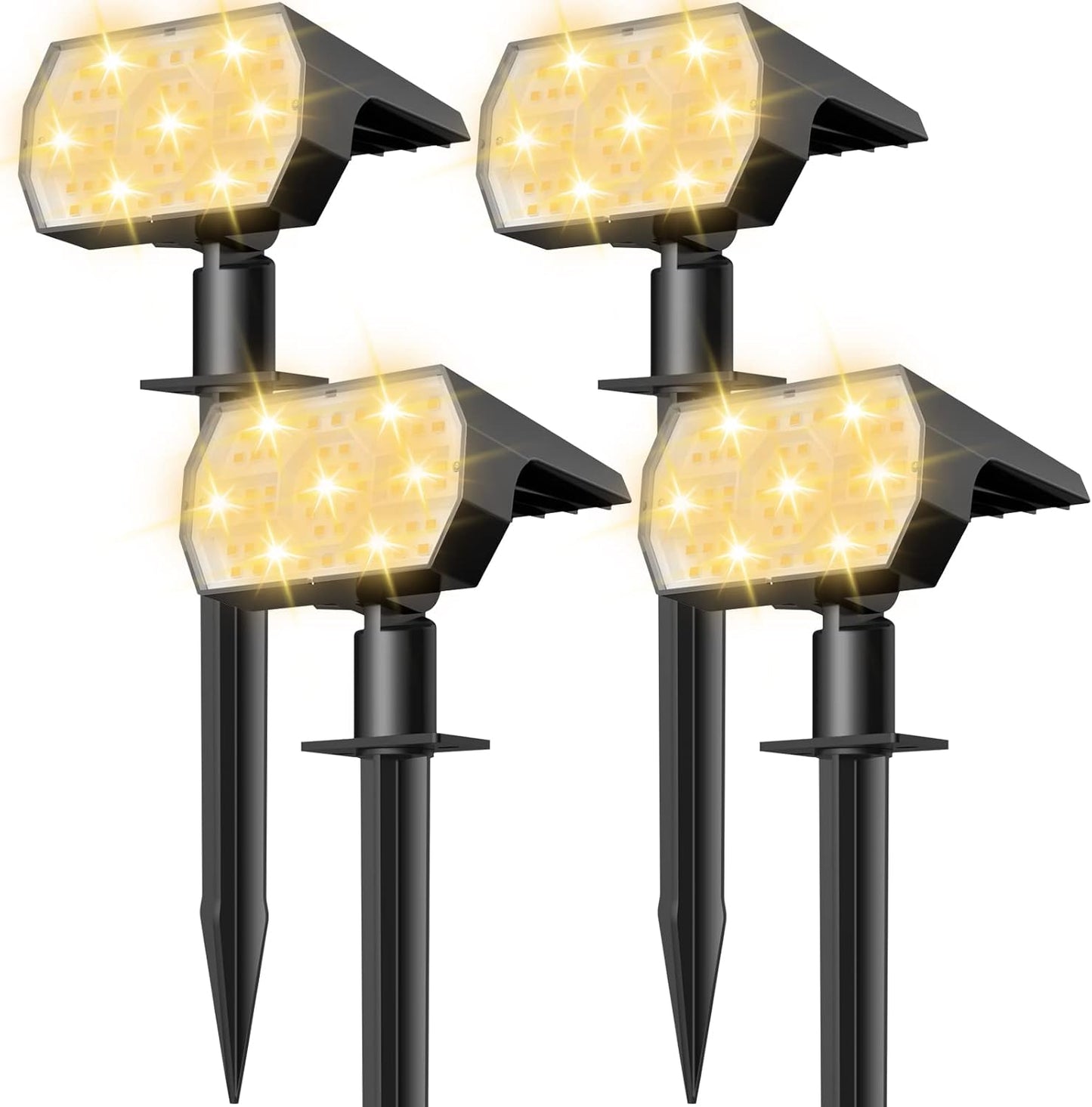 NYMPHY Solar Lights Outdoor Waterproof IP68, 56 LED 3 Lighting Modes Solar Powered Garden Yard Spot Solar Lights for Christmas Outside Landscape- 6 Pack (Warm White)