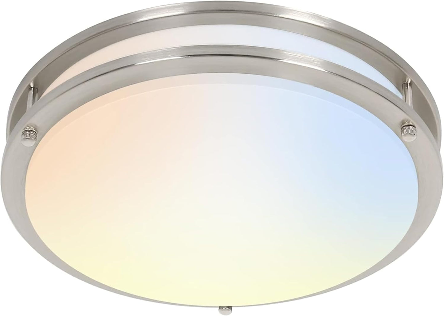 hykolity 32 Inch Oval LED Ceiling Light, 60W, 4000LM, 2700K/3000K/3500K/4000K/5000K Adjustable, Brush Nickel Finish Dimmable Flushmount Ceiling Light for Bedroom, Living Room