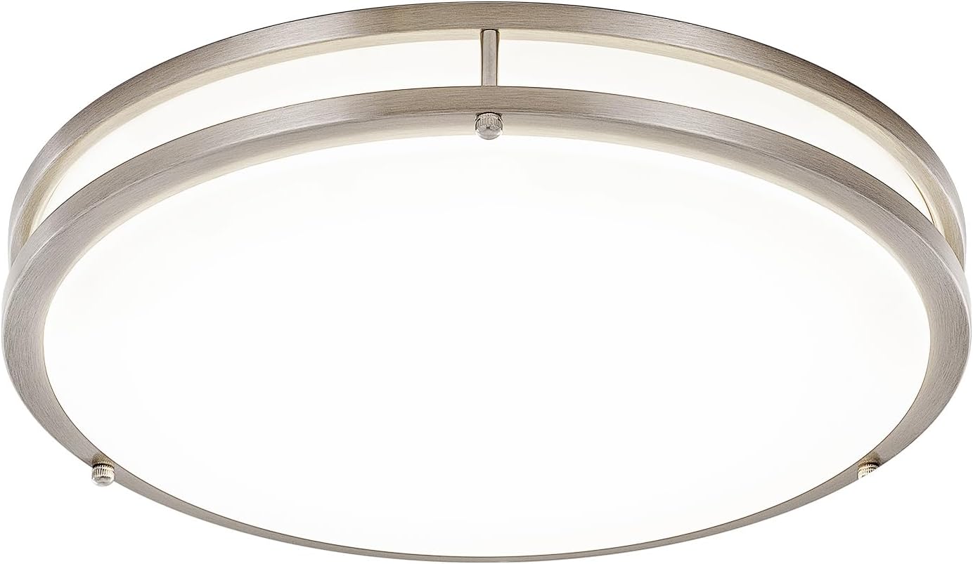 DLLT 65W Dimmable LED Flush Mount Ceiling Light with Remote, 32" Oval Brush Nickel Finish Close to Ceiling Light Fixture for Bedroom/Living Room/Kitchen Lighting, 3CCT Adjustable, Black