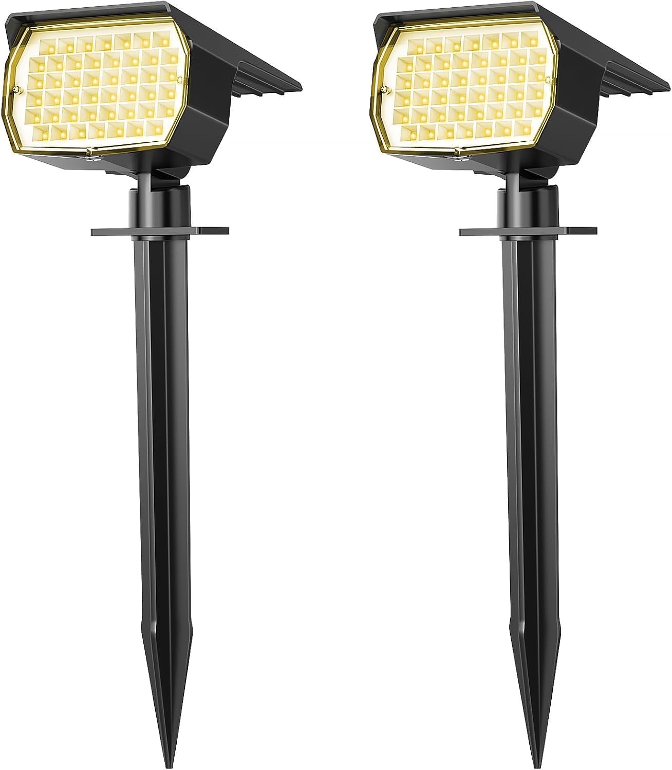 Solar Spot Lights Outdoor Waterproof IP65, 12 Pack Landscape Spotlights with 46 LEDs, 3 Modes Auto On/Off Solar Powered Flood Lights for Outside Pathway, Yard, Garden, Walkway (Warm White)