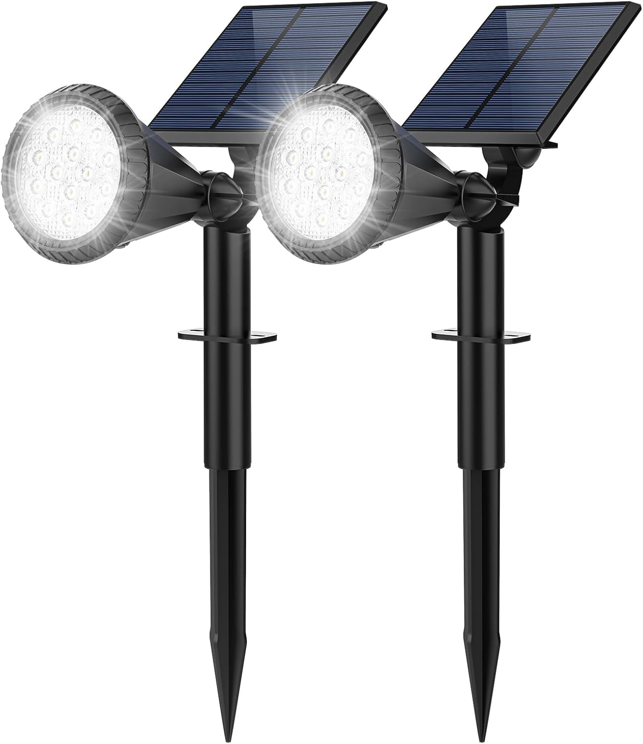 Solar Spot Lights Outdoor, 8 Pack Outdoor Solar Lights for Yard, 4 Lighting Mode Solar Landscape Spotlights with Auto On/Off, 2-in-1 Waterproof Wall Lights for Garden, Walkway (Warm White)