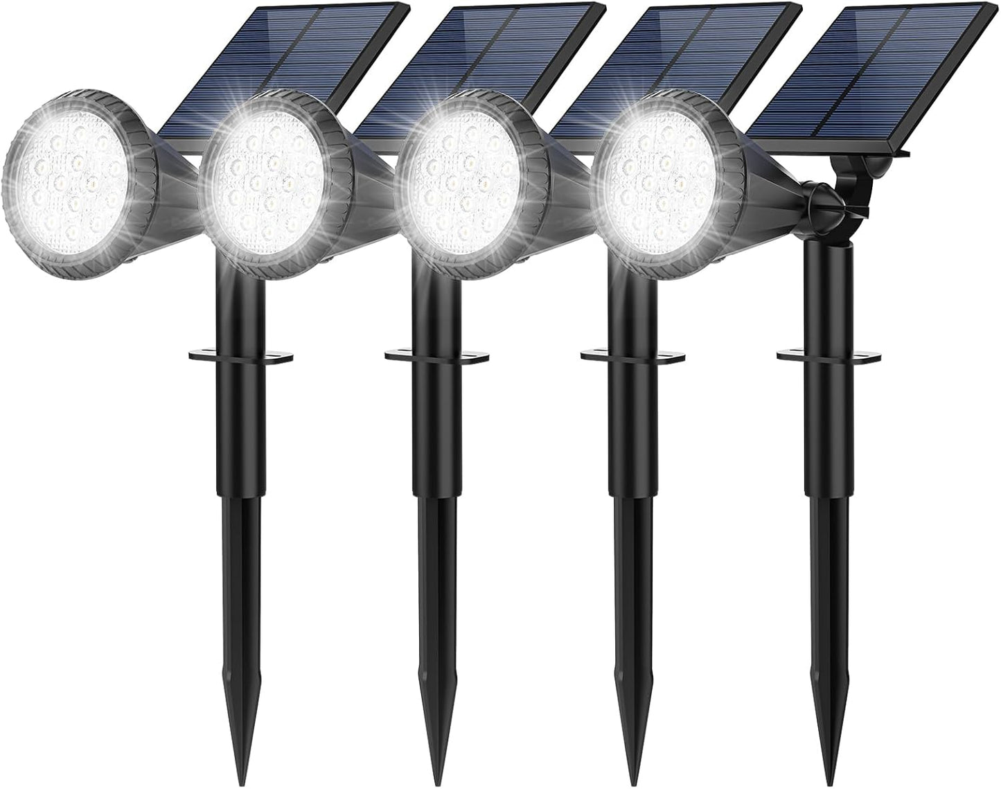 Solar Spot Lights Outdoor, 8 Pack Outdoor Solar Lights for Yard, 4 Lighting Mode Solar Landscape Spotlights with Auto On/Off, 2-in-1 Waterproof Wall Lights for Garden, Walkway (Warm White)