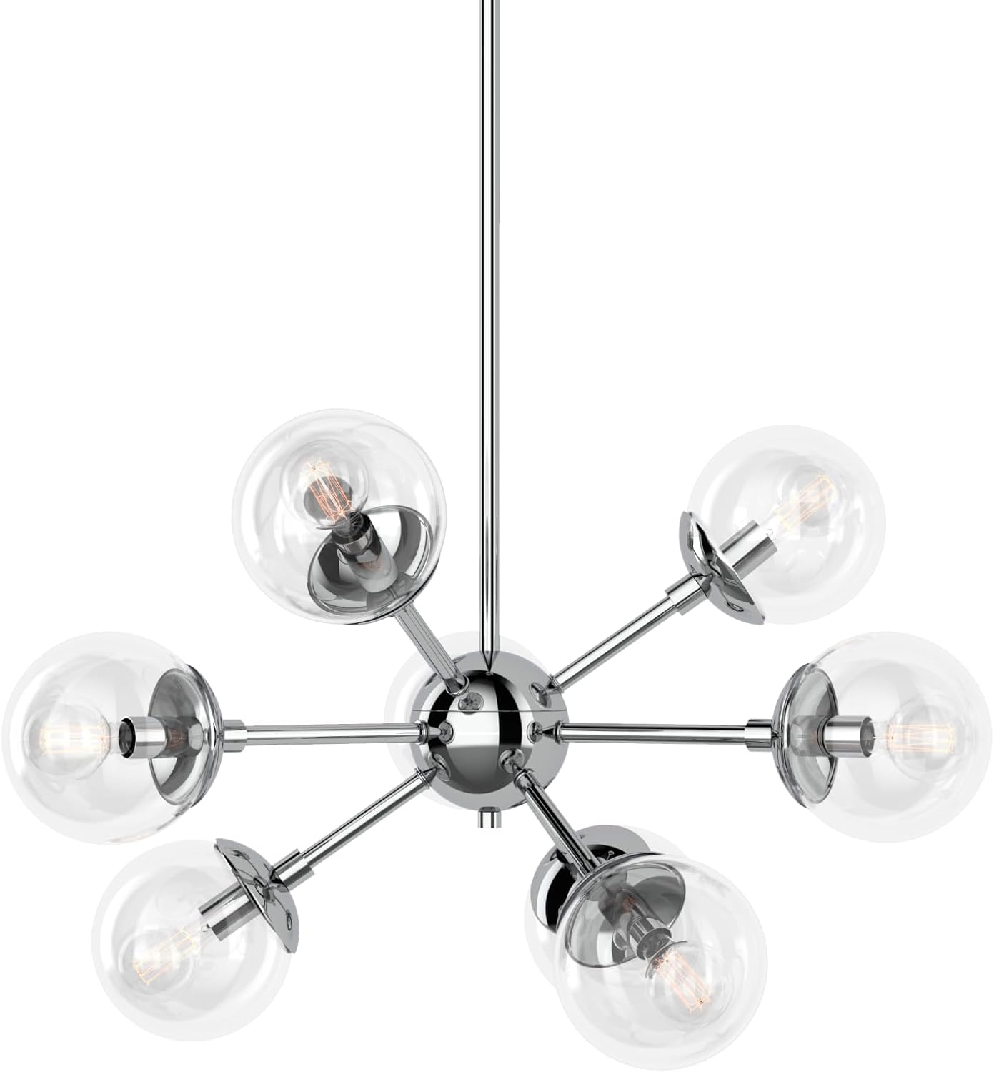 Styx Modern 9-Light Chandelier Ceiling Light Fixture Polished Chrome Clear Glass Shade Adjustable Height for Hallway, Entryway, Passway, Dining, Bedroom, Kitchen, Living Room, Bulbs Included
