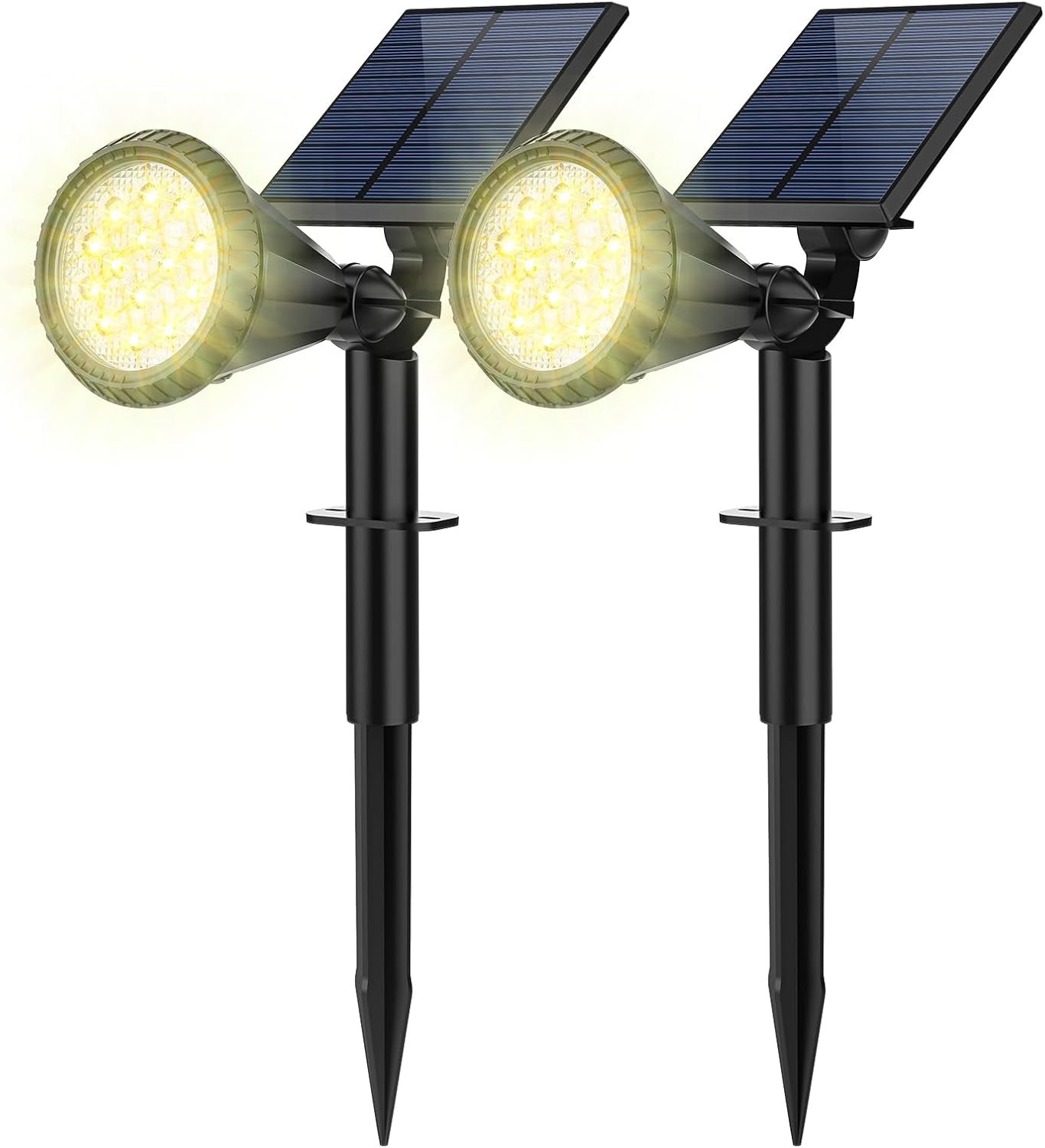 Solar Spot Lights Outdoor, 8 Pack Outdoor Solar Lights for Yard, 4 Lighting Mode Solar Landscape Spotlights with Auto On/Off, 2-in-1 Waterproof Wall Lights for Garden, Walkway (Warm White)