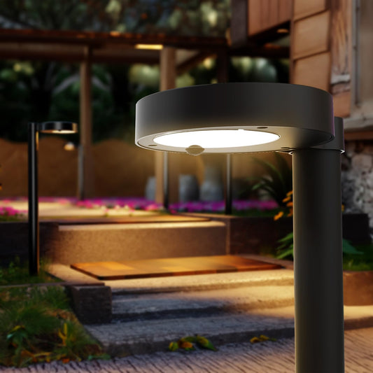 Sunco 6 Pack 2W LED Solar Pathway Walkway Backyard Garden Patio Residential Ambient Decorative Outdoor Light-MD4, 120 Lumens, Selectable CCT 2700K Soft White /4000K Cool White, Dimmable, 3.7V.