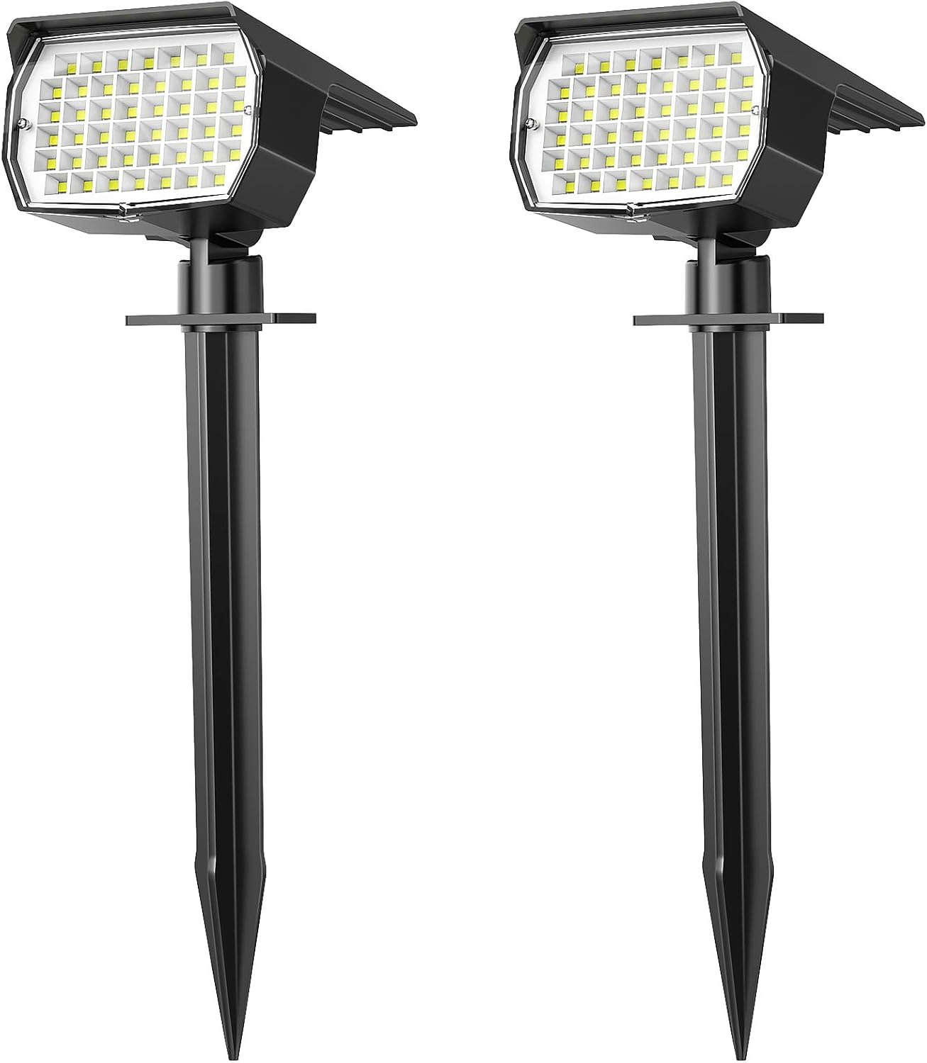 Solar Spot Lights Outdoor Waterproof IP65, 12 Pack Landscape Spotlights with 46 LEDs, 3 Modes Auto On/Off Solar Powered Flood Lights for Outside Pathway, Yard, Garden, Walkway (Warm White)