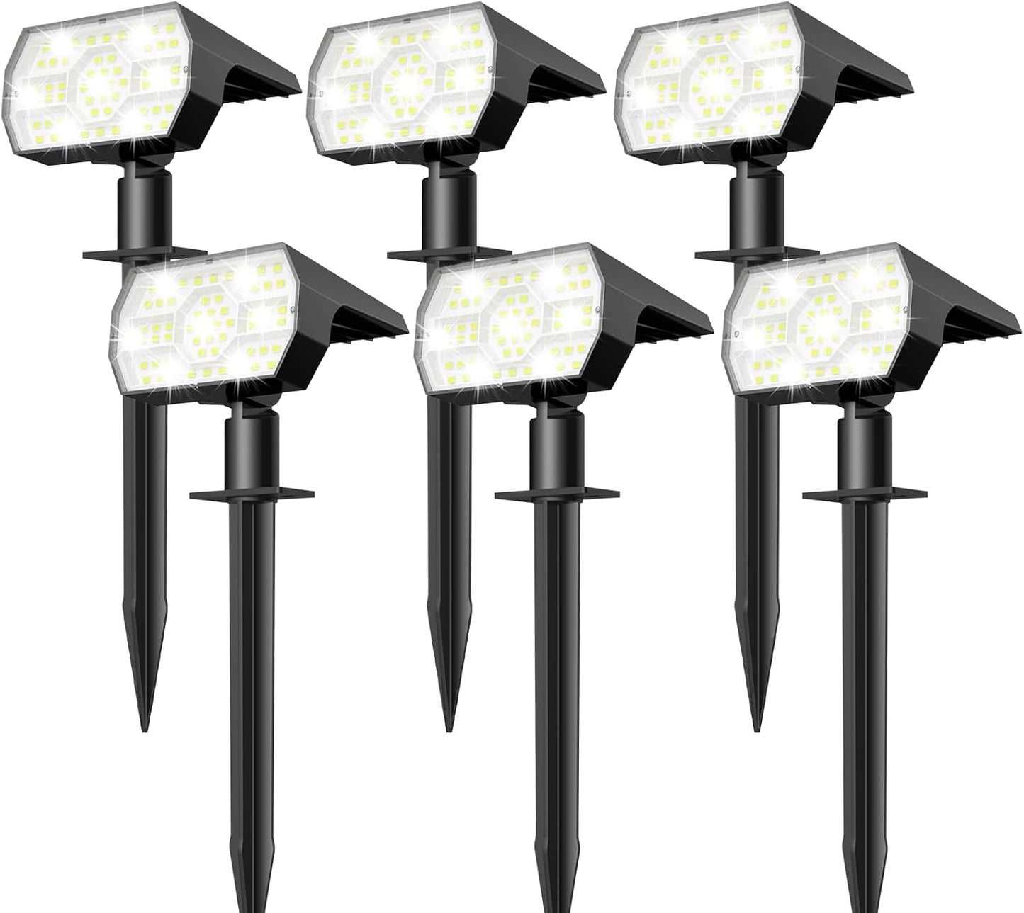 NYMPHY Solar Lights Outdoor Waterproof IP68, 56 LED 3 Lighting Modes Solar Powered Garden Yard Spot Solar Lights for Christmas Outside Landscape- 6 Pack (Warm White)