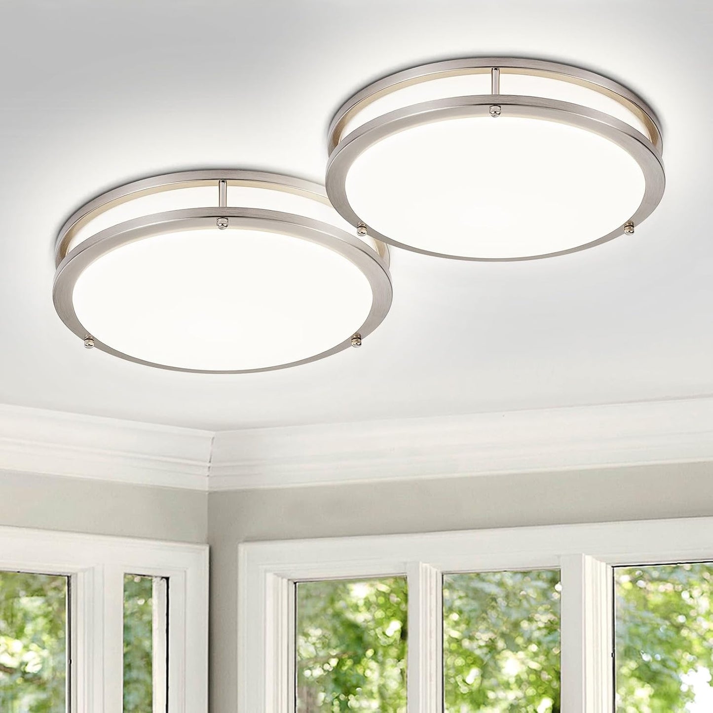 DLLT 65W Dimmable LED Flush Mount Ceiling Light with Remote, 32" Oval Brush Nickel Finish Close to Ceiling Light Fixture for Bedroom/Living Room/Kitchen Lighting, 3CCT Adjustable, Black