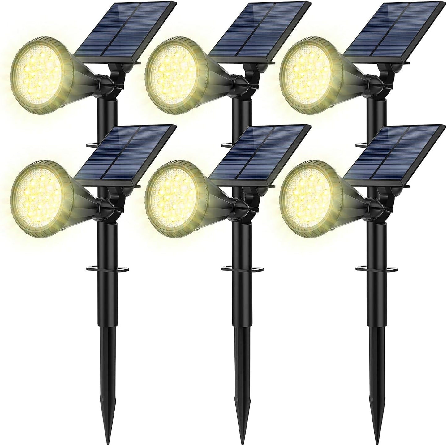 Solar Spot Lights Outdoor, 8 Pack Outdoor Solar Lights for Yard, 4 Lighting Mode Solar Landscape Spotlights with Auto On/Off, 2-in-1 Waterproof Wall Lights for Garden, Walkway (Warm White)