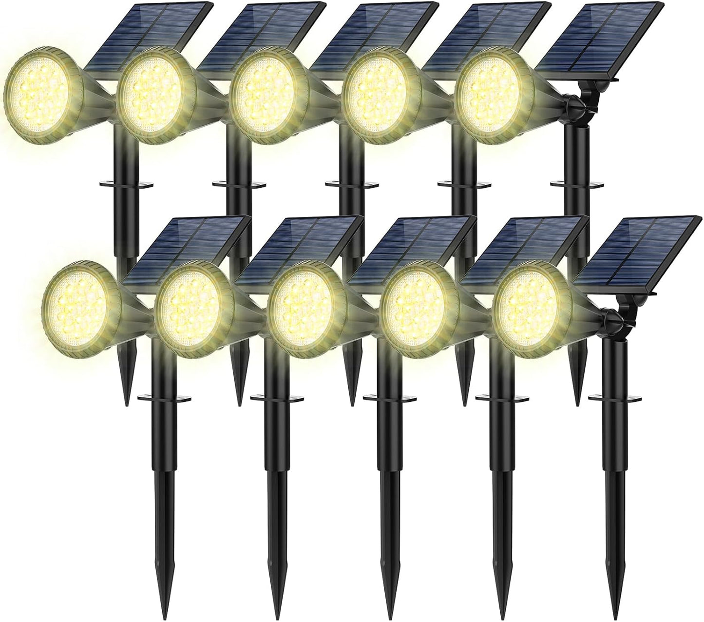 Solar Spot Lights Outdoor, 8 Pack Outdoor Solar Lights for Yard, 4 Lighting Mode Solar Landscape Spotlights with Auto On/Off, 2-in-1 Waterproof Wall Lights for Garden, Walkway (Warm White)
