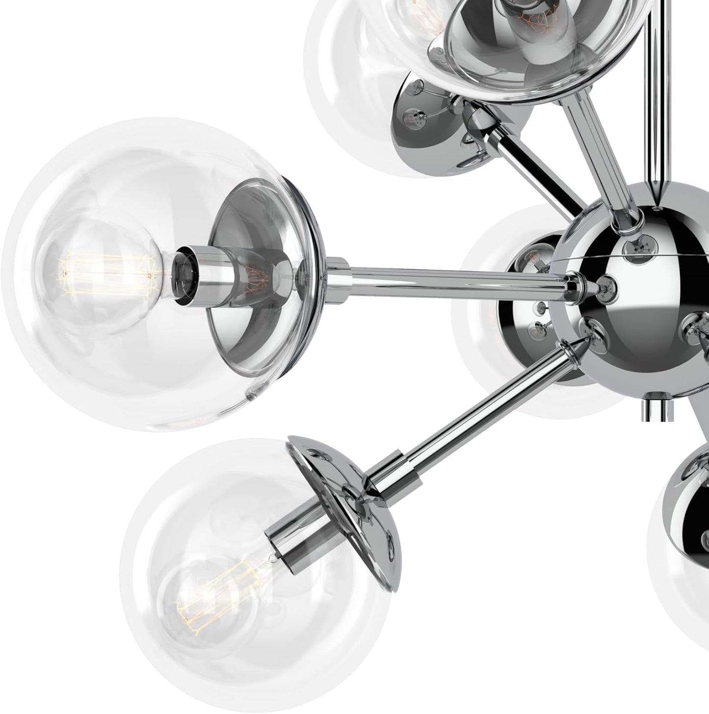 Styx Modern 9-Light Chandelier Ceiling Light Fixture Polished Chrome Clear Glass Shade Adjustable Height for Hallway, Entryway, Passway, Dining, Bedroom, Kitchen, Living Room, Bulbs Included