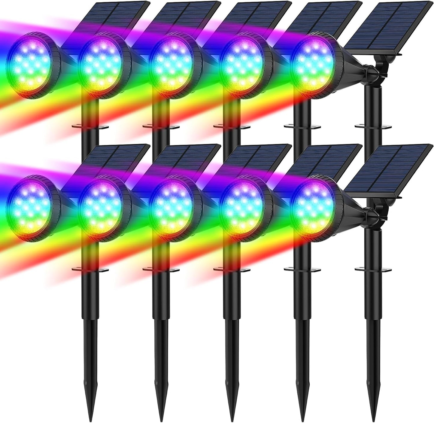 Solar Spot Lights Outdoor, 8 Pack Outdoor Solar Lights for Yard, 4 Lighting Mode Solar Landscape Spotlights with Auto On/Off, 2-in-1 Waterproof Wall Lights for Garden, Walkway (Warm White)
