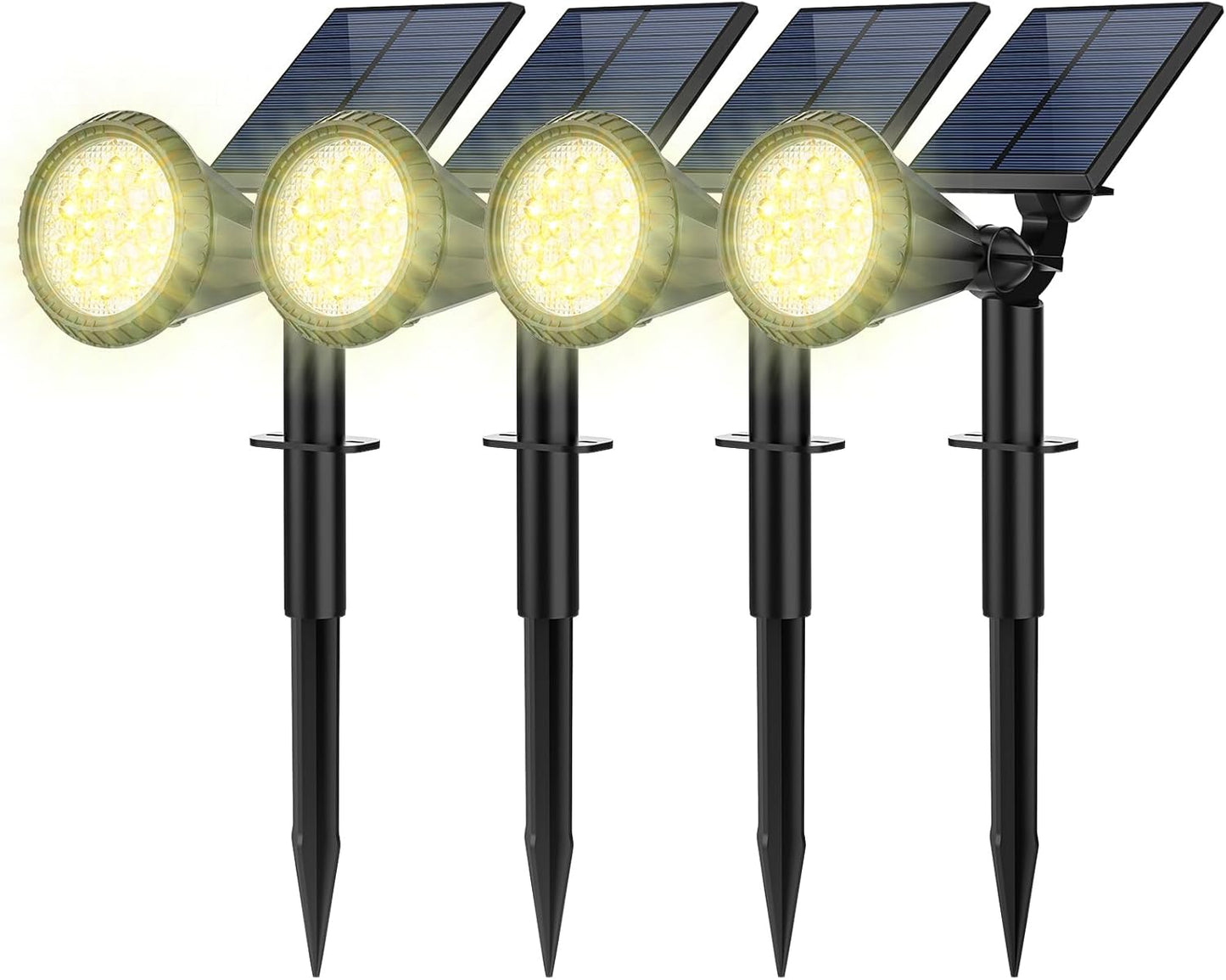 Solar Spot Lights Outdoor, 8 Pack Outdoor Solar Lights for Yard, 4 Lighting Mode Solar Landscape Spotlights with Auto On/Off, 2-in-1 Waterproof Wall Lights for Garden, Walkway (Warm White)