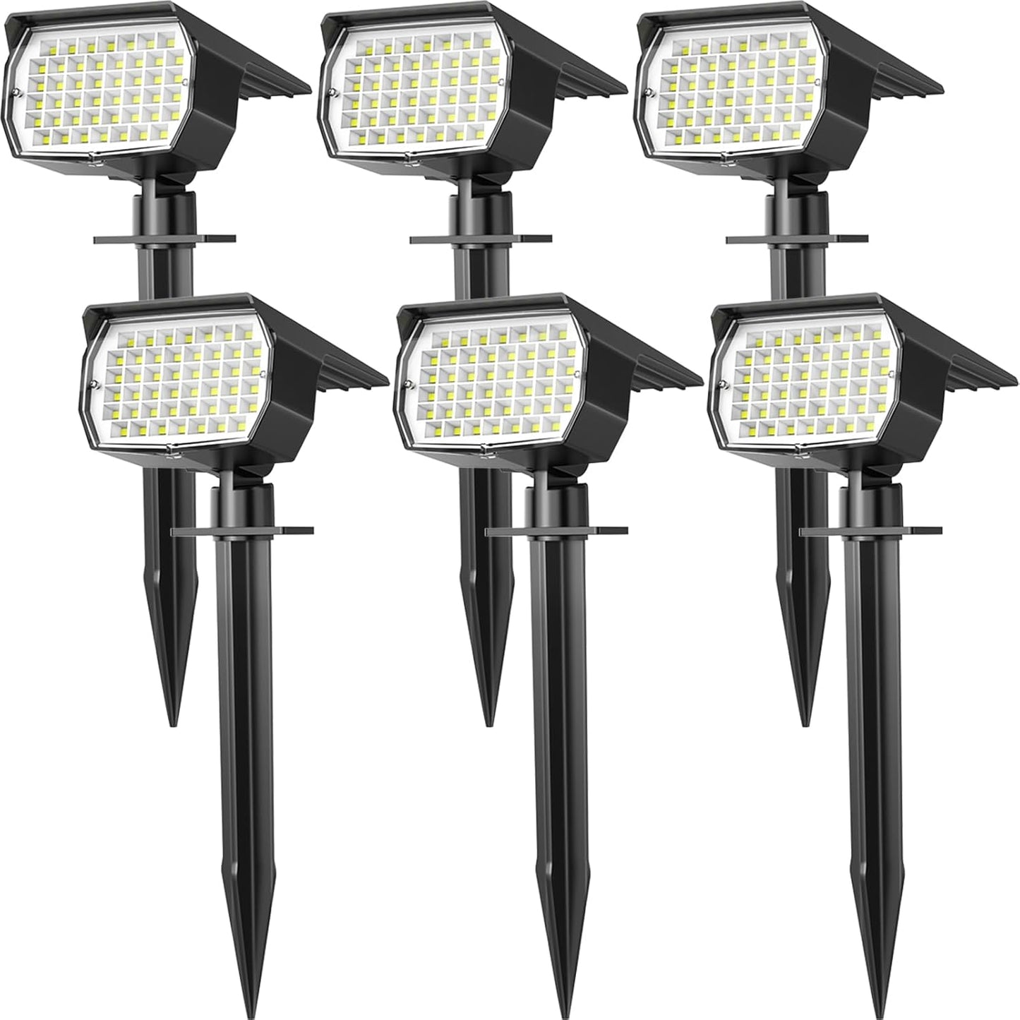 Solar Spot Lights Outdoor Waterproof IP65, 12 Pack Landscape Spotlights with 46 LEDs, 3 Modes Auto On/Off Solar Powered Flood Lights for Outside Pathway, Yard, Garden, Walkway (Warm White)