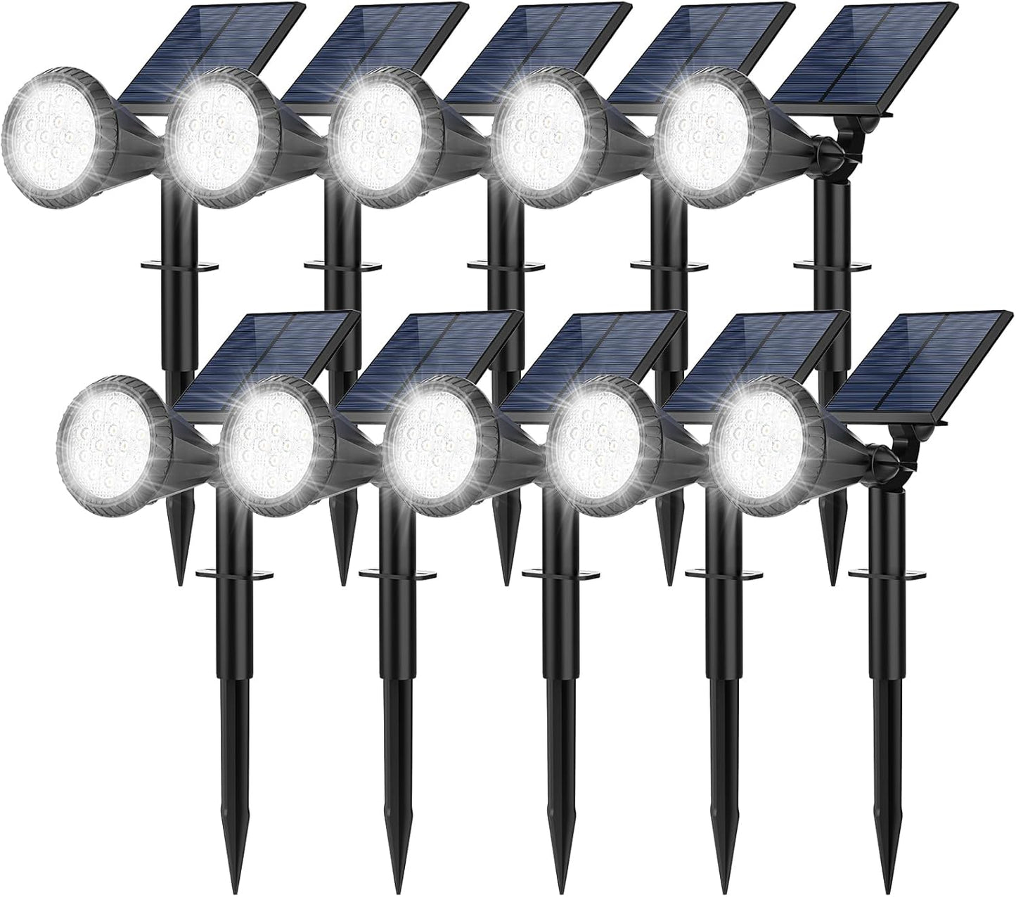 Solar Spot Lights Outdoor, 8 Pack Outdoor Solar Lights for Yard, 4 Lighting Mode Solar Landscape Spotlights with Auto On/Off, 2-in-1 Waterproof Wall Lights for Garden, Walkway (Warm White)