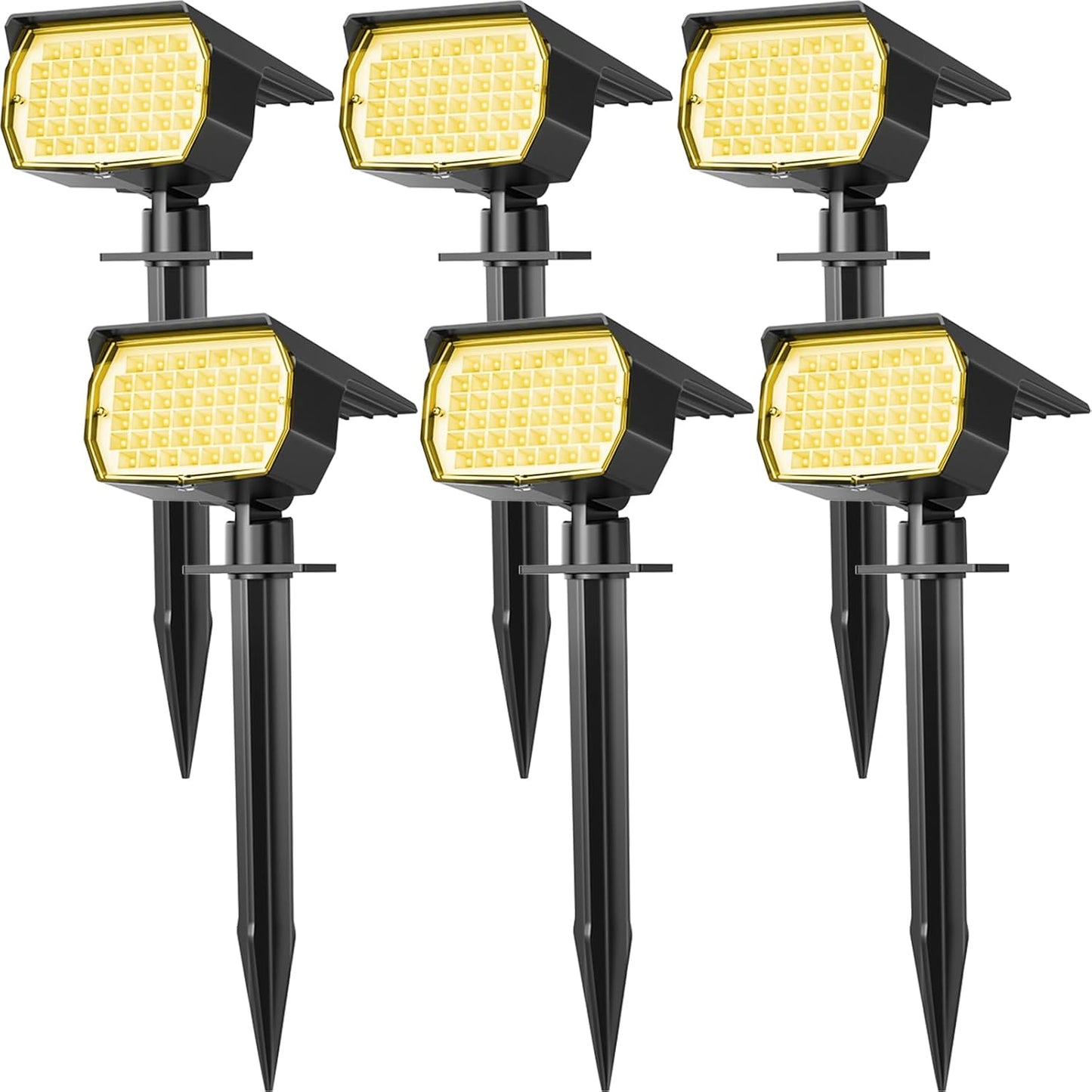 Solar Spot Lights Outdoor Waterproof IP65, 12 Pack Landscape Spotlights with 46 LEDs, 3 Modes Auto On/Off Solar Powered Flood Lights for Outside Pathway, Yard, Garden, Walkway (Warm White)