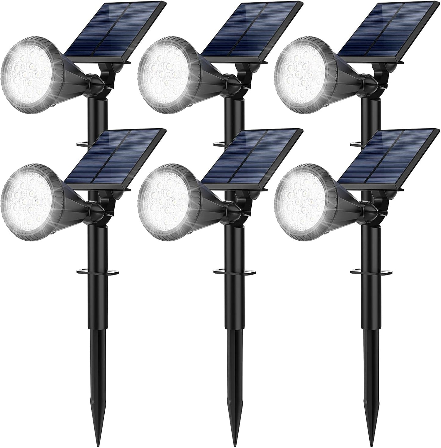Solar Spot Lights Outdoor, 8 Pack Outdoor Solar Lights for Yard, 4 Lighting Mode Solar Landscape Spotlights with Auto On/Off, 2-in-1 Waterproof Wall Lights for Garden, Walkway (Warm White)