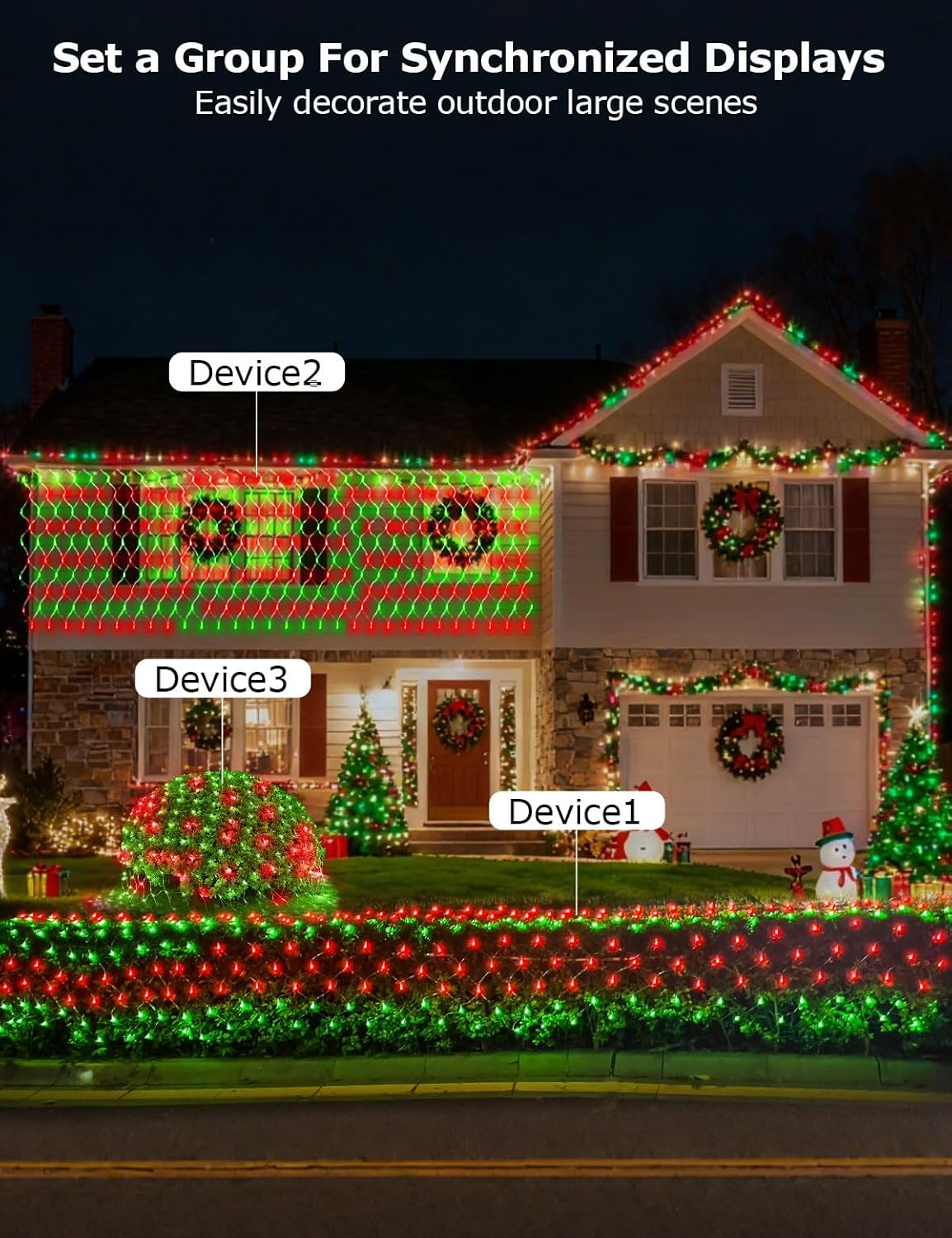 Smart Outdoor Net Lights 4 * 18ft with RGBW DIY Modes, 300 LEDs Christmas Net Lights with 100+ Preset Scenes and Timer Music Sync, Waterproof for Bushes Shrubs Tree Decoration, APP & Remote Control