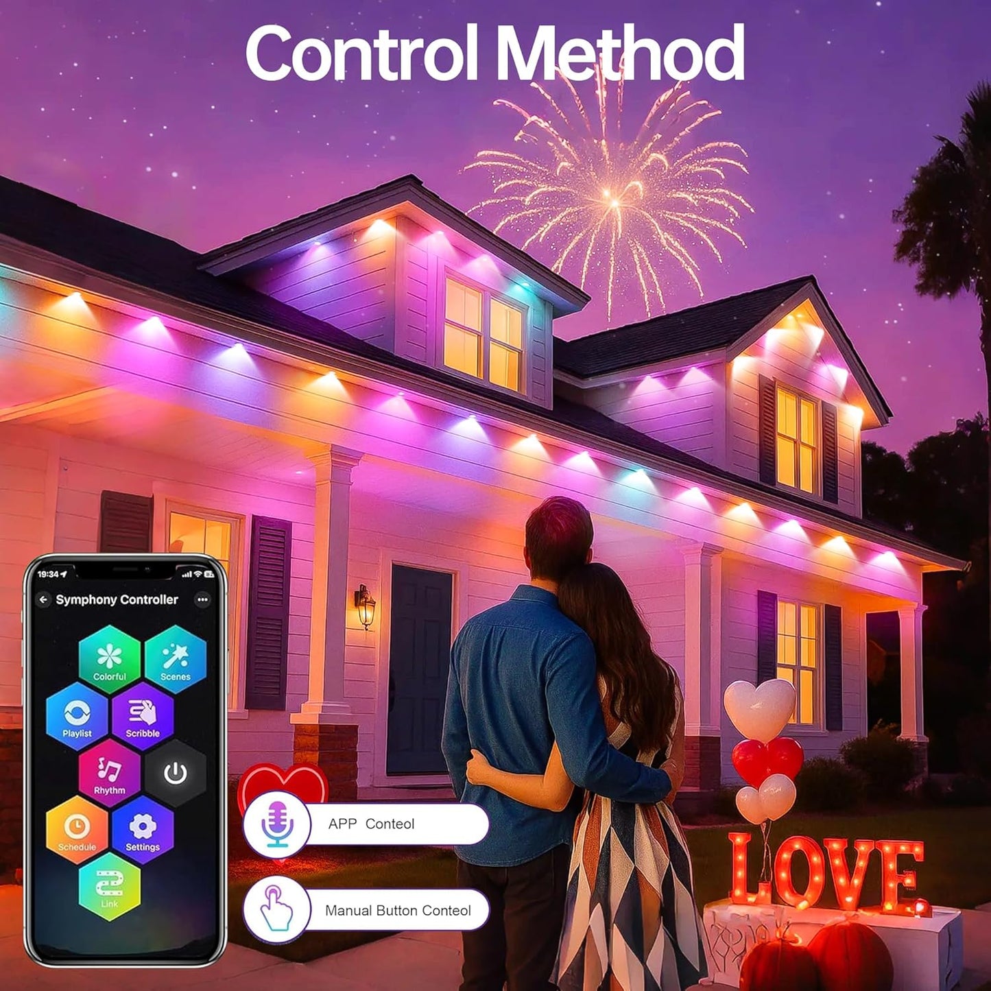 Permanent Outdoor Lights 250ft RGB+IC Outdoor String Lights App Control IP67 Waterproof,100 Scene Modes Decorations for Home,Christmas,Halloween,Holiday, Daily,Birthday Decor Lights