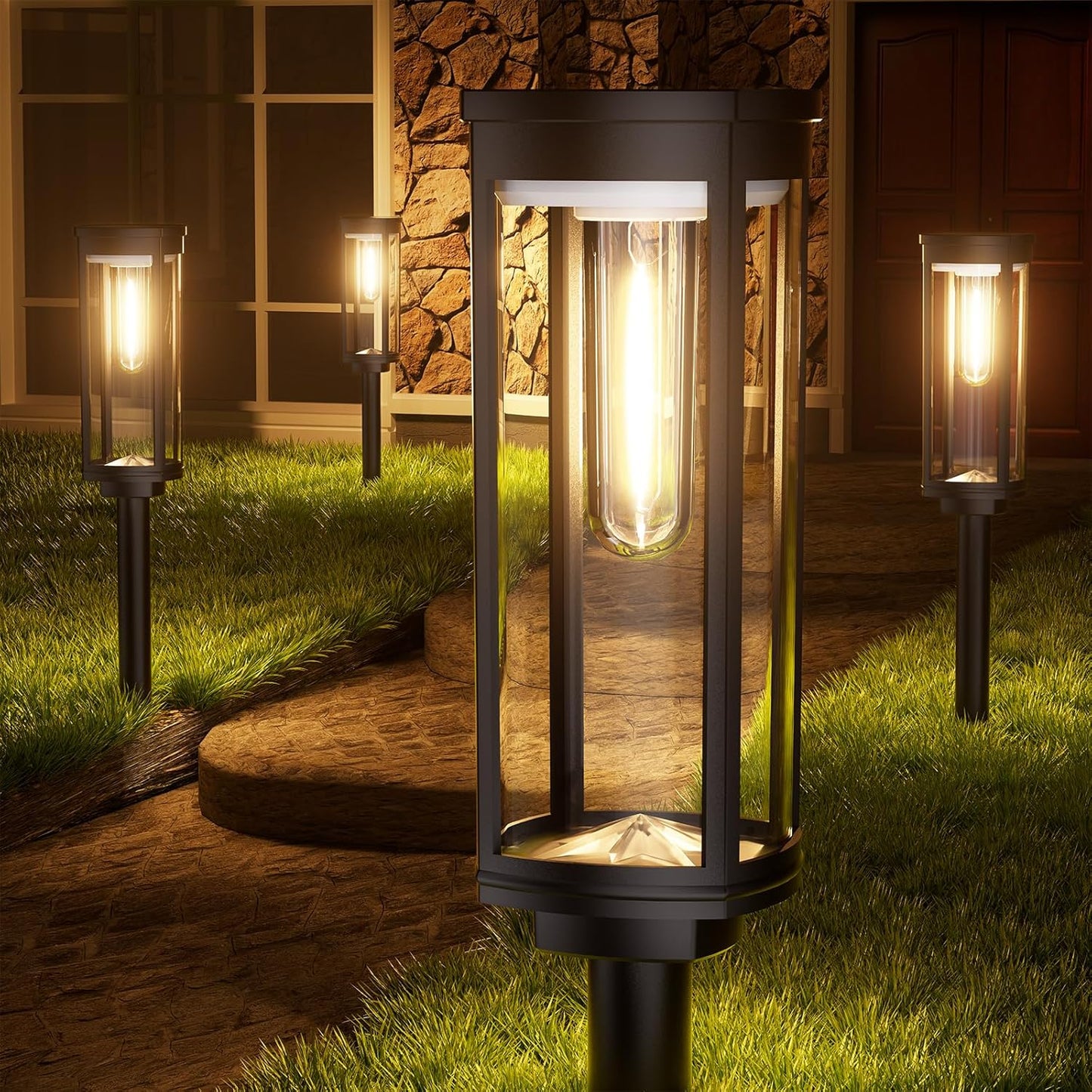 Solar Pathway Lights Outdoor,8 Pack Bright Solar Lights Outdoor,IP65 Waterproof Solar Garden Lights Solar Powered Landscape Lighting for Yard Patio Walkway Driveway Pathway (Warm White)