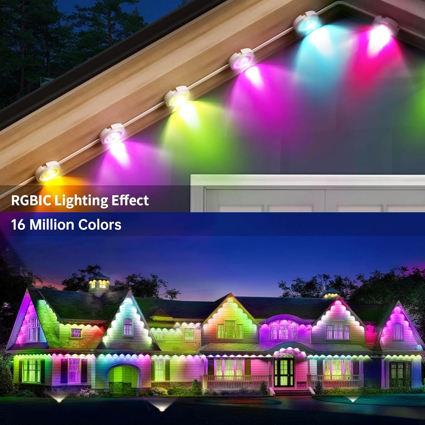 Permanent Outdoor Lights 250ft RGB+IC Outdoor String Lights App Control IP67 Waterproof,100 Scene Modes Decorations for Home,Christmas,Halloween,Holiday, Daily,Birthday Decor Lights