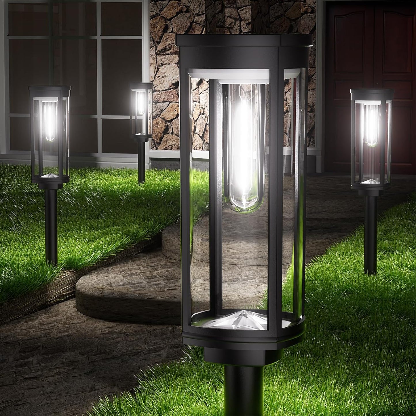 Solar Pathway Lights Outdoor,8 Pack Bright Solar Lights Outdoor,IP65 Waterproof Solar Garden Lights Solar Powered Landscape Lighting for Yard Patio Walkway Driveway Pathway (Warm White)