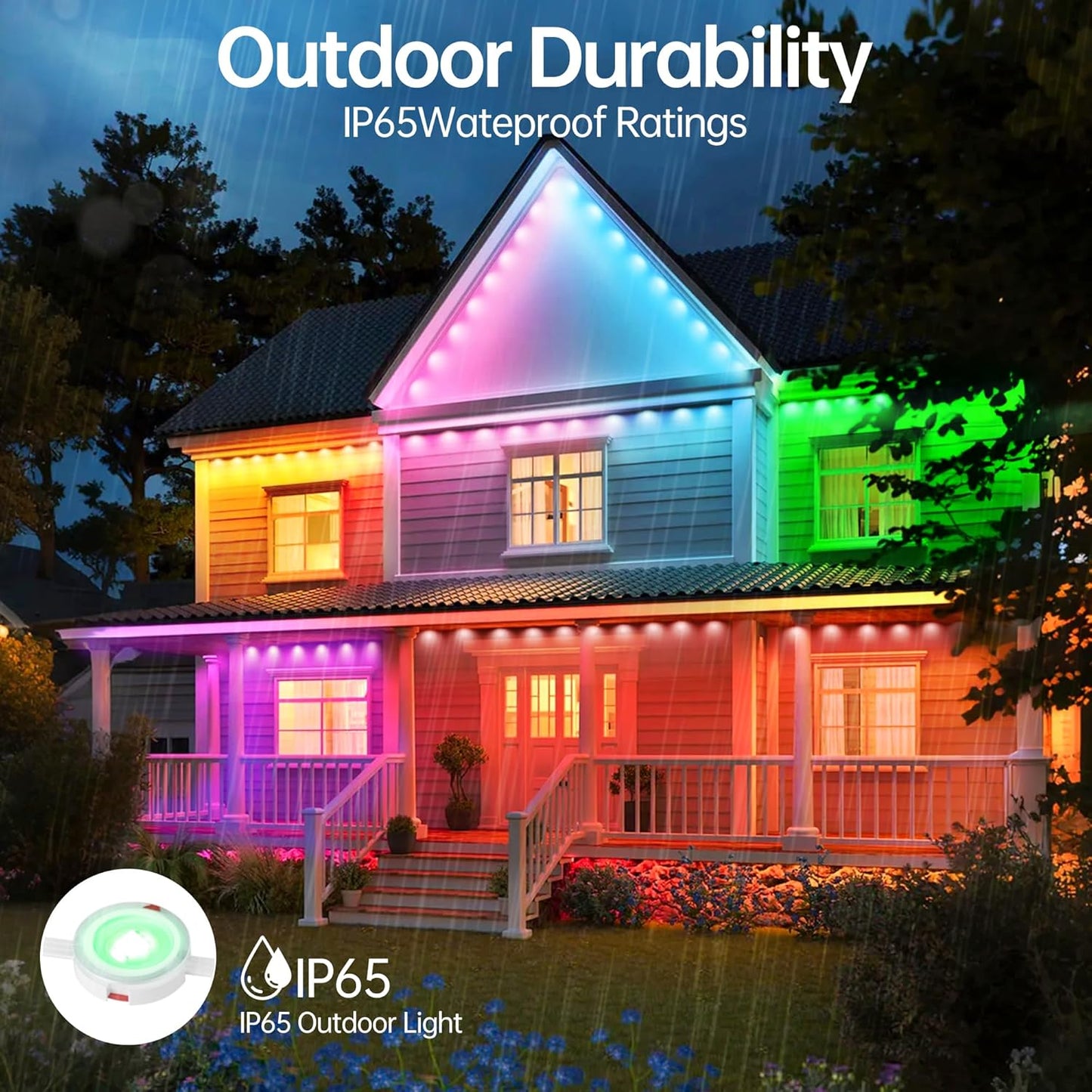 Permanent Outdoor Lights 250ft RGB+IC Outdoor String Lights App Control IP67 Waterproof,100 Scene Modes Decorations for Home,Christmas,Halloween,Holiday, Daily,Birthday Decor Lights