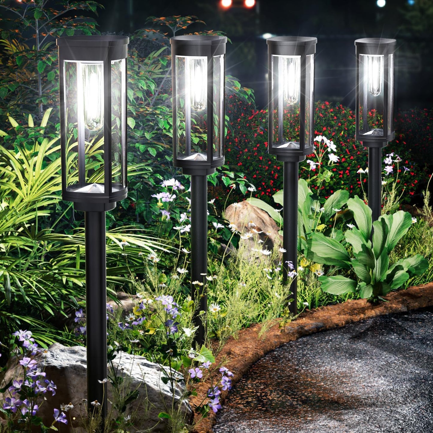 Solar Pathway Lights Outdoor,8 Pack Bright Solar Lights Outdoor,IP65 Waterproof Solar Garden Lights Solar Powered Landscape Lighting for Yard Patio Walkway Driveway Pathway (Warm White)