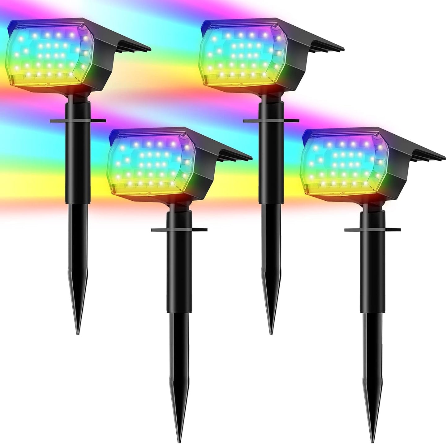 LANSOW Solar Spot Lights Outdoor, [8 Pack/76 LED] 2-in-1 Solar Landscape Spotlights, 3 Modes IP65 Waterproof Dusk to Dawn Solar Powered Flood Wall Lights for Outside Yard Garden Pathway(Warm White)