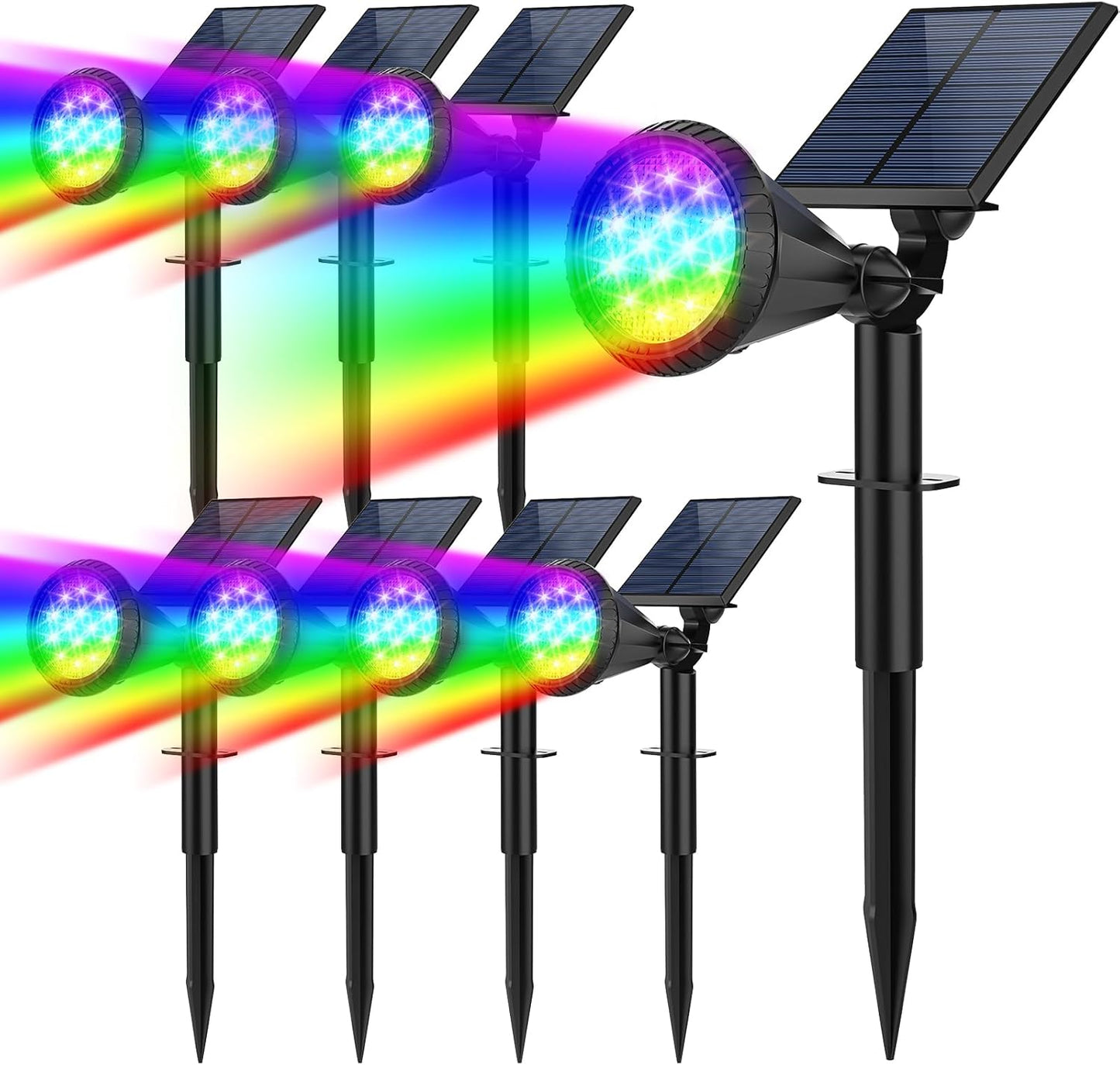 Solar Spot Lights Outdoor, 8 Pack Outdoor Solar Lights for Yard, 4 Lighting Mode Solar Landscape Spotlights with Auto On/Off, 2-in-1 Waterproof Wall Lights for Garden, Walkway (Warm White)