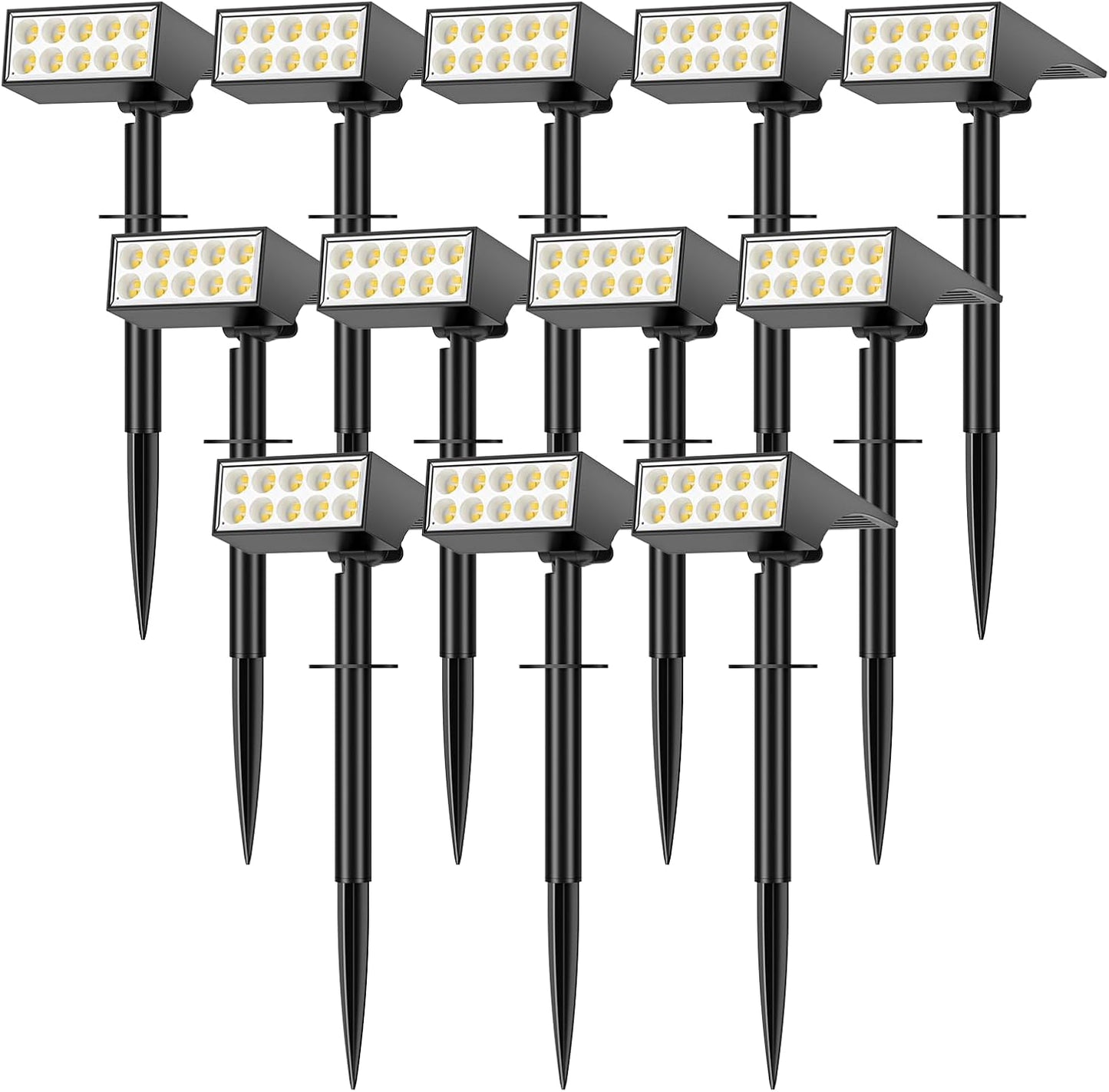 Solar Spot Lights Outdoor Waterproof,[12 Pack/4 Modes] Landscape Lighting Spotlights, Auto On/Off LED Solar Powered Yard Garden Flood Solar Light for Outside Pathway Wall Tree Pool,Cool White