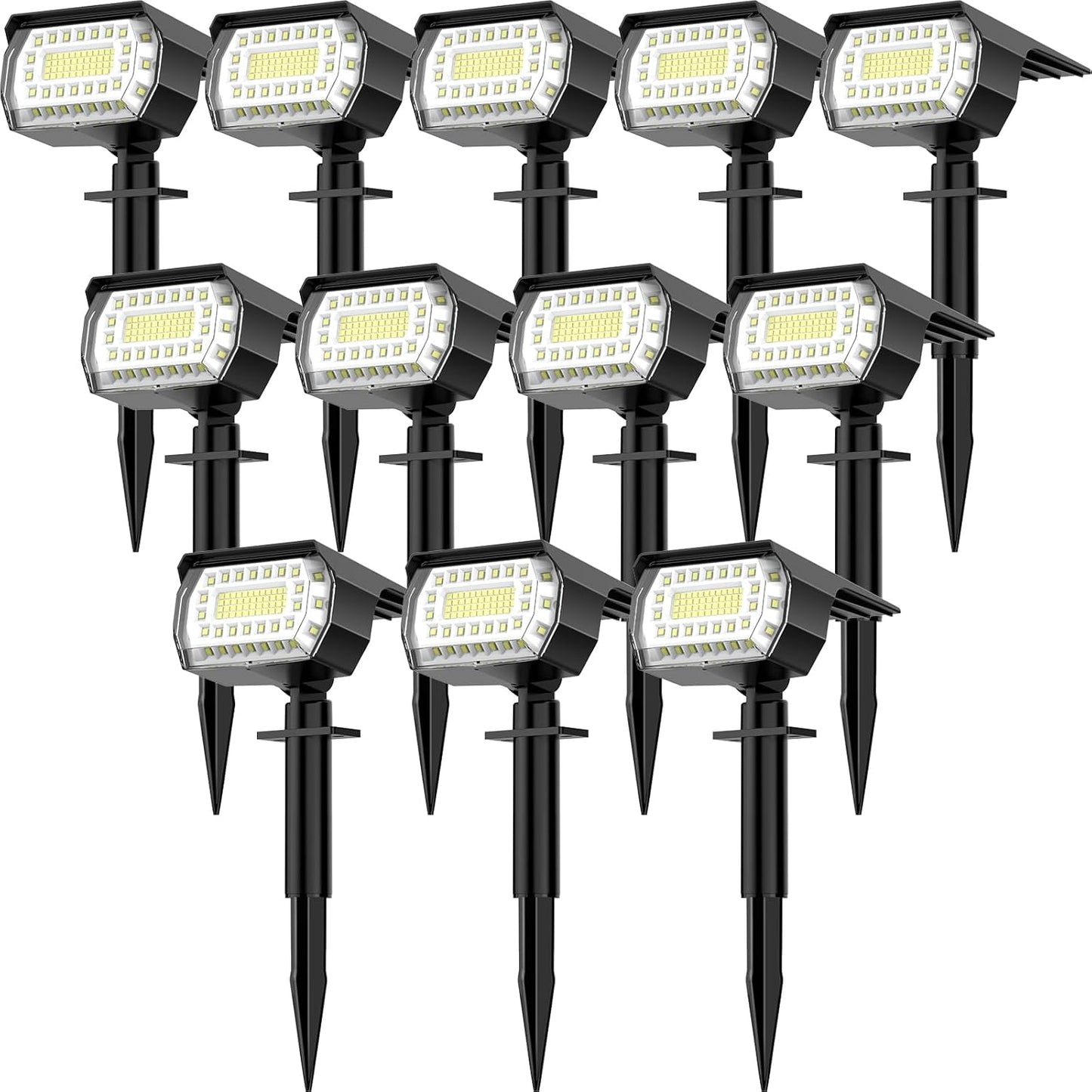 LANSOW Solar Spot Lights Outdoor, [8 Pack/76 LED] 2-in-1 Solar Landscape Spotlights, 3 Modes IP65 Waterproof Dusk to Dawn Solar Powered Flood Wall Lights for Outside Yard Garden Pathway(Warm White)