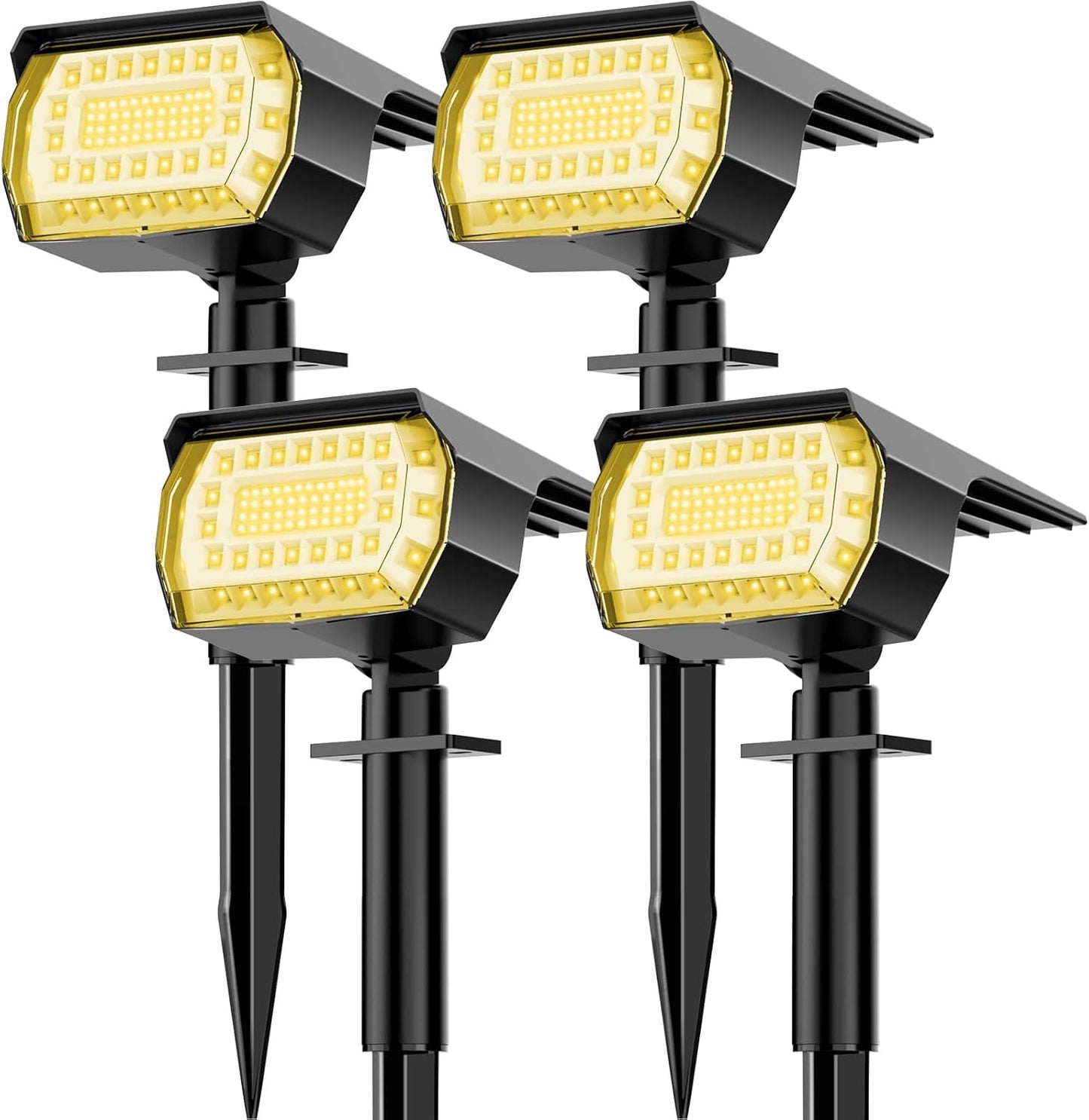 LANSOW Solar Spot Lights Outdoor, [8 Pack/76 LED] 2-in-1 Solar Landscape Spotlights, 3 Modes IP65 Waterproof Dusk to Dawn Solar Powered Flood Wall Lights for Outside Yard Garden Pathway(Warm White)