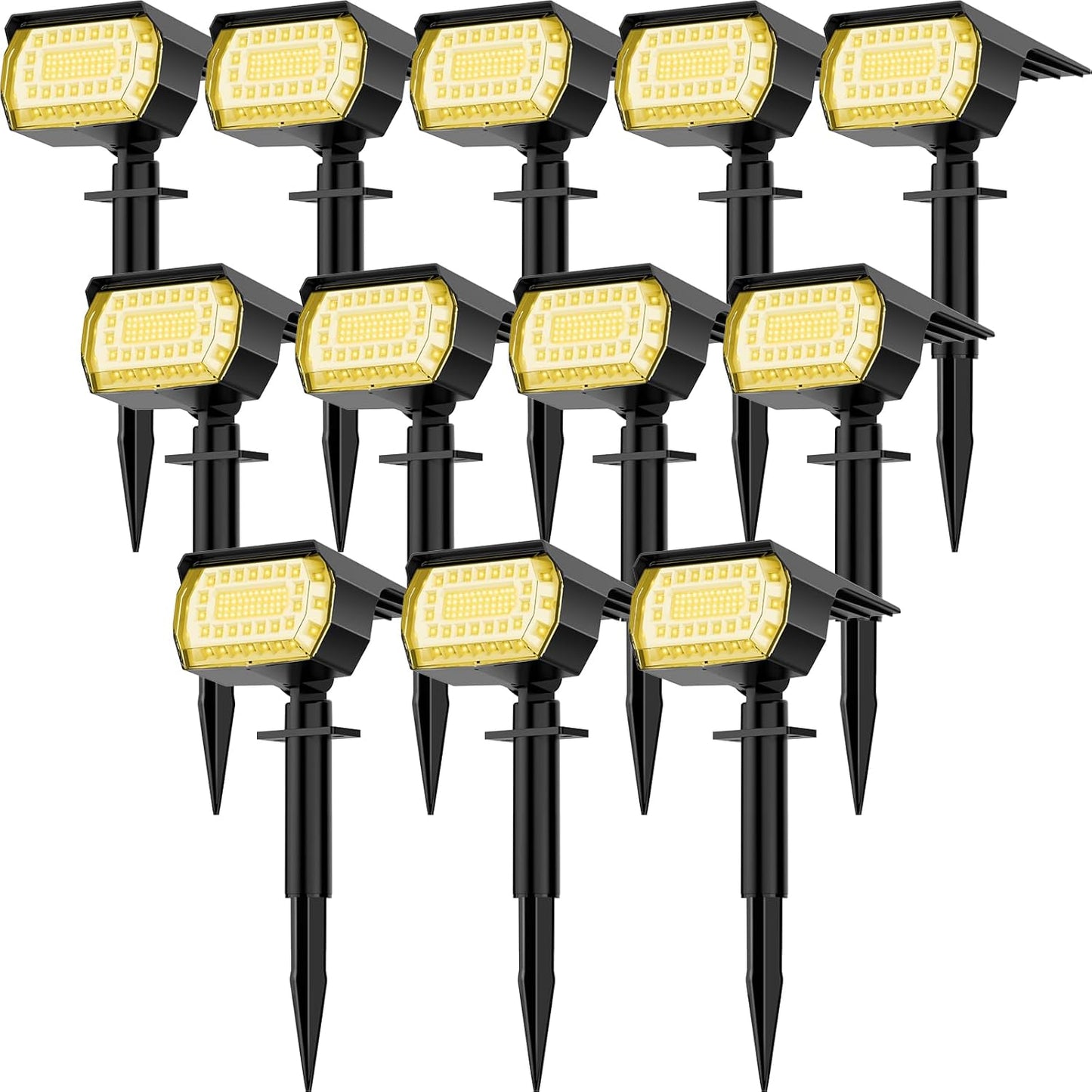 LANSOW Solar Spot Lights Outdoor, [8 Pack/76 LED] 2-in-1 Solar Landscape Spotlights, 3 Modes IP65 Waterproof Dusk to Dawn Solar Powered Flood Wall Lights for Outside Yard Garden Pathway(Warm White)