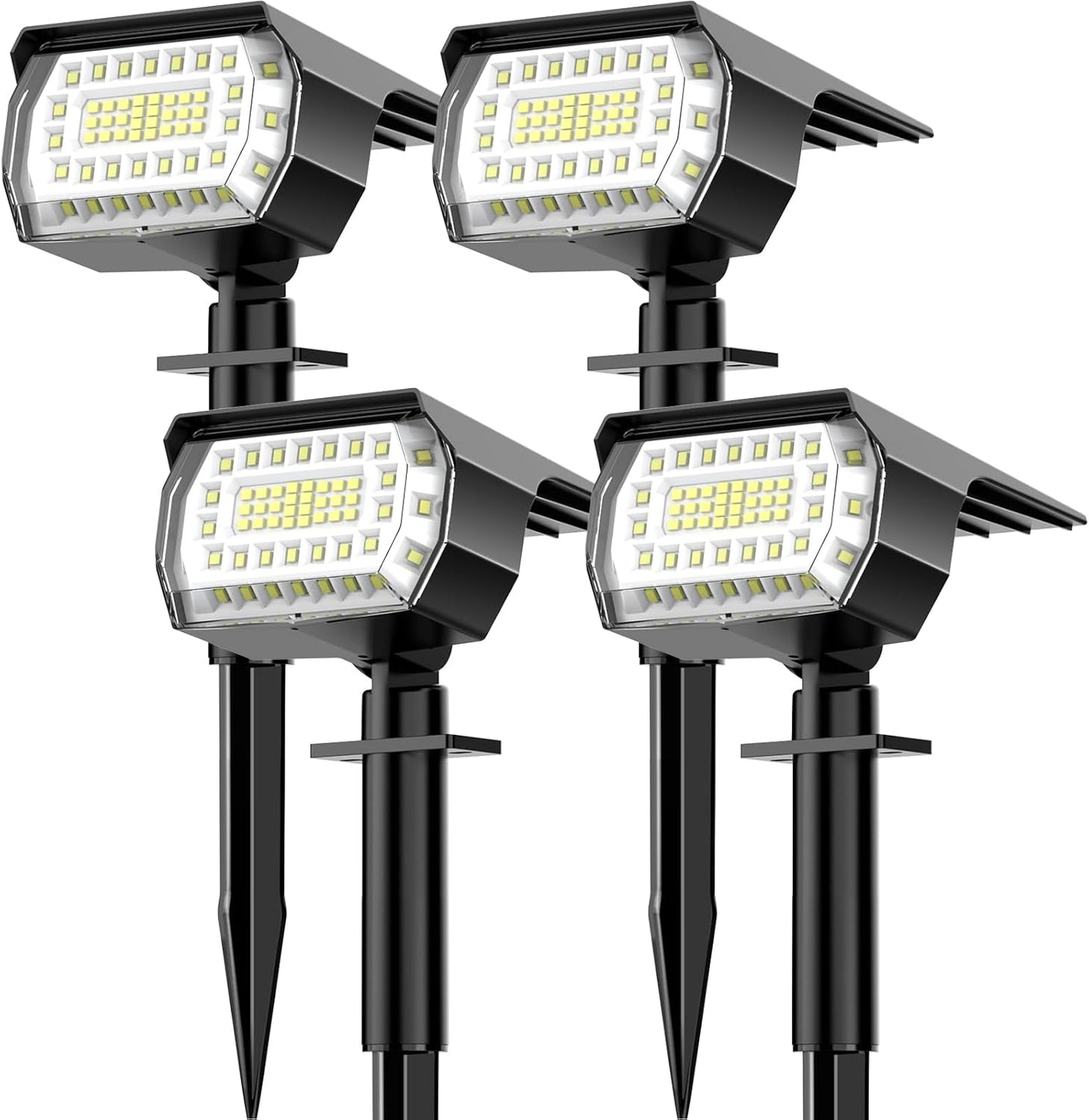 LANSOW Solar Spot Lights Outdoor, [8 Pack/76 LED] 2-in-1 Solar Landscape Spotlights, 3 Modes IP65 Waterproof Dusk to Dawn Solar Powered Flood Wall Lights for Outside Yard Garden Pathway(Warm White)