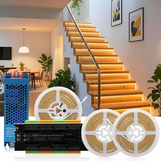 Intelligent 16-Step Motion Sensor Stair Light for Indoor, 40 inches Long Cuttable Motion Lights for Stairs (16 Stairs,3000K)