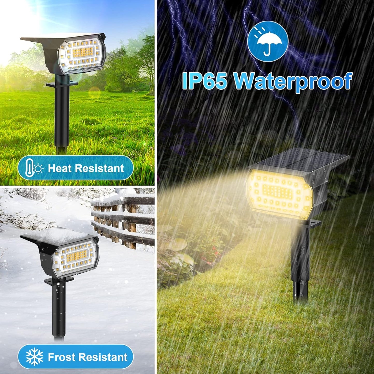 Solar Spot Lights Outdoor, [57 LED/10 Pack] Solar Lights Outdoor IP65 Waterproof, 3 Modes Solar Powered Landscape Spotlights for Garden Yard Outside Patio Pathway Pool(Warm White)