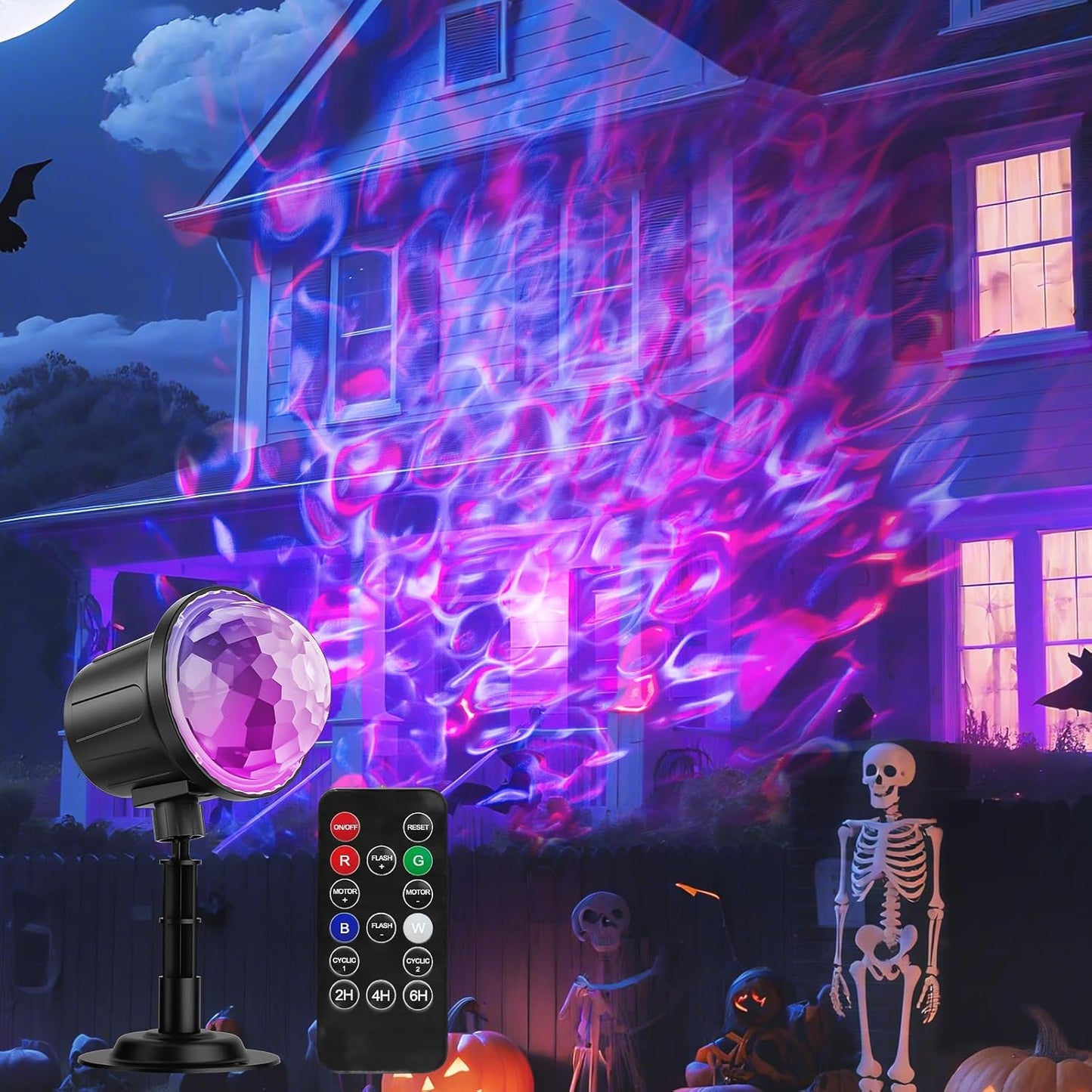 (2 Pack) Halloween Christmas Projector Lights Outdoor - RGBW Ocean Wave LED Light Projector with Remote & Timer, IP65 Weatherproof for Yard, House Parties, Bedroom Ceiling Decor (Holiday Gift Idea)
