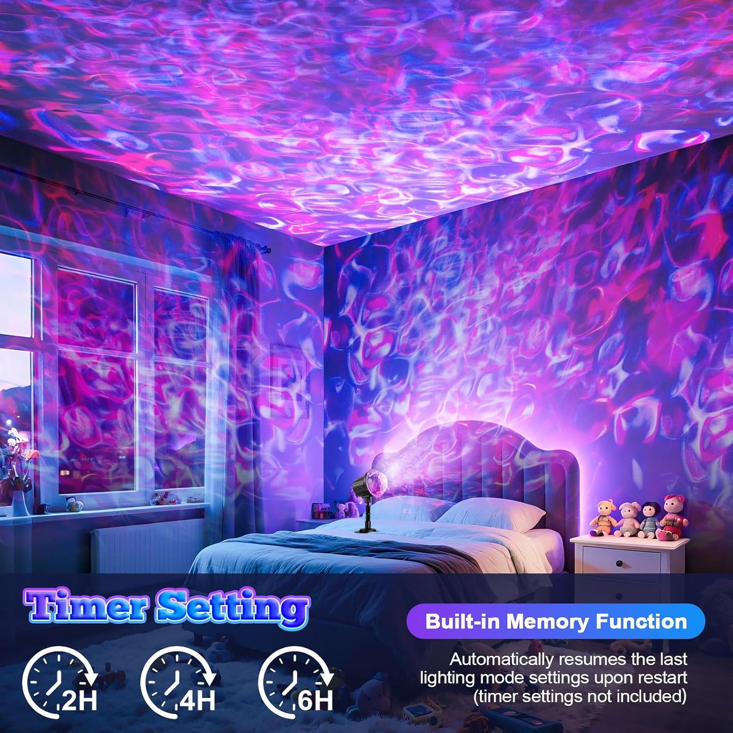 (2 Pack) Halloween Christmas Projector Lights Outdoor - RGBW Ocean Wave LED Light Projector with Remote & Timer, IP65 Weatherproof for Yard, House Parties, Bedroom Ceiling Decor (Holiday Gift Idea)