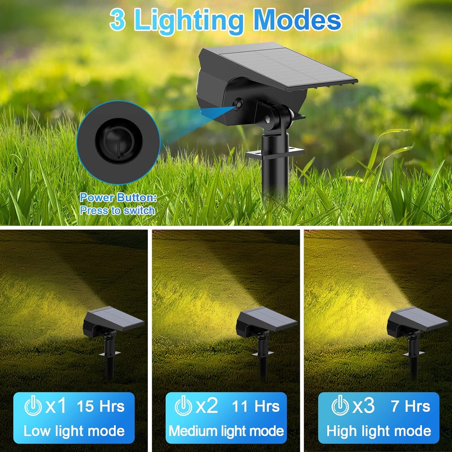 Solar Spot Lights Outdoor, [57 LED/10 Pack] Solar Lights Outdoor IP65 Waterproof, 3 Modes Solar Powered Landscape Spotlights for Garden Yard Outside Patio Pathway Pool(Warm White)
